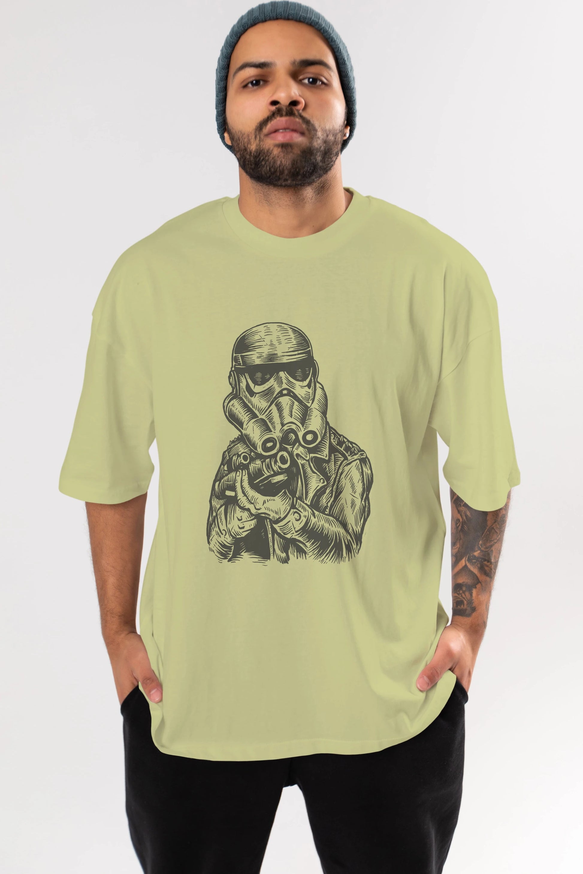 Punktrooper Ön Baskılı Oversize t-shirt Erkek Kadın Unisex %100 Pamuk tişort