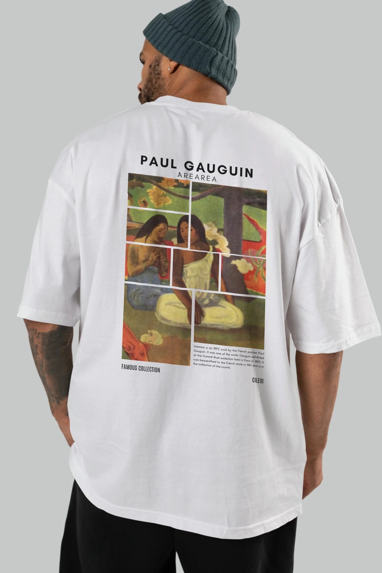 Paul Gauguin Arearea Arka Baskılı Oversize t-shirt Erkek Kadın Bisiklet Yaka Pamuk tişort
