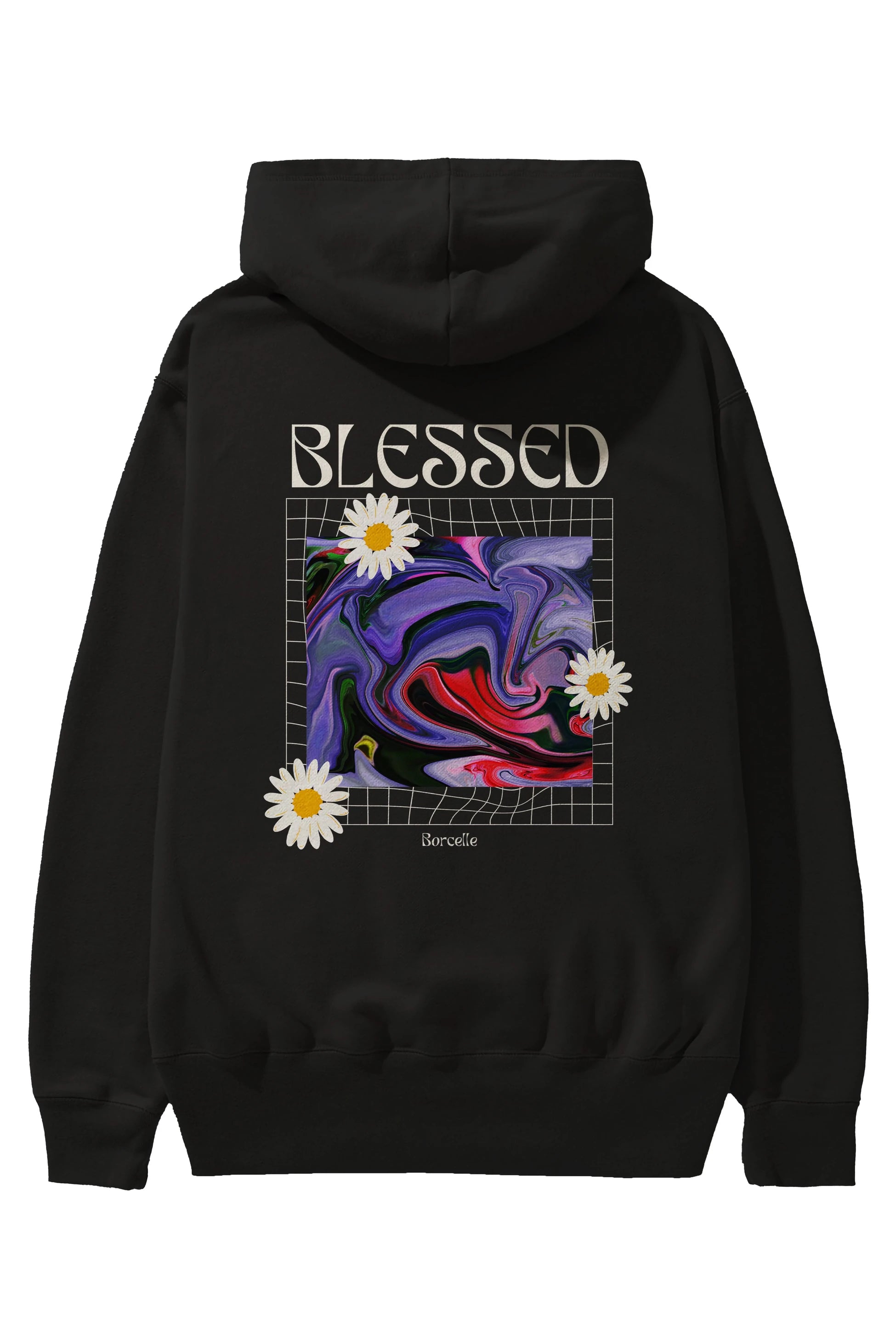 Blessed Arka Baskılı Oversize Hoodie Kapüşonlu Sweatshirt Erkek Kadın Unisex