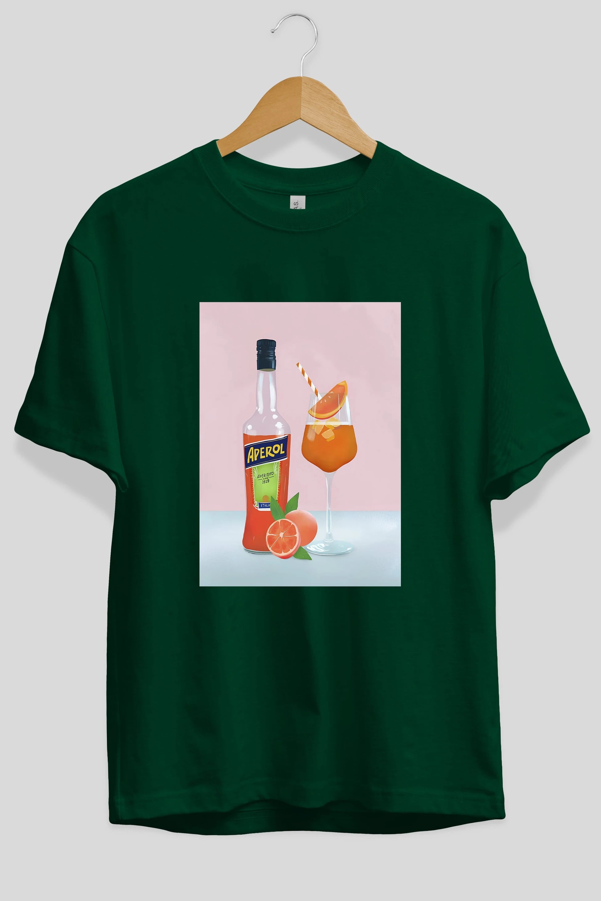 Aperol Spritz 3 Ön Baskılı Oversize t-shirt Erkek Kadın Unisex %100 Pamuk Bisiklet Yaka tişort
