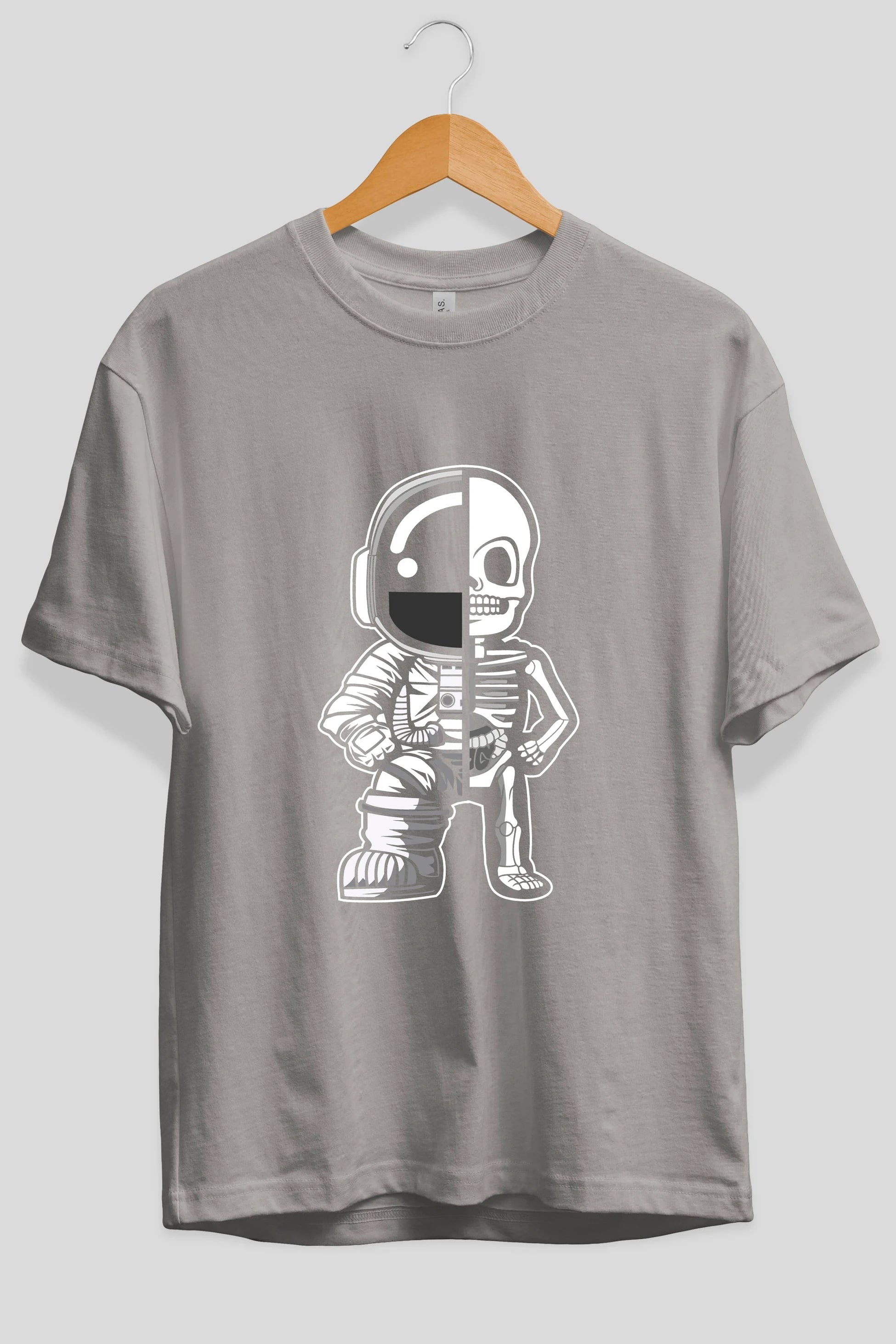 Astronaut Half Skeleton Ön Baskılı Oversize t-shirt Erkek Kadın Unisex