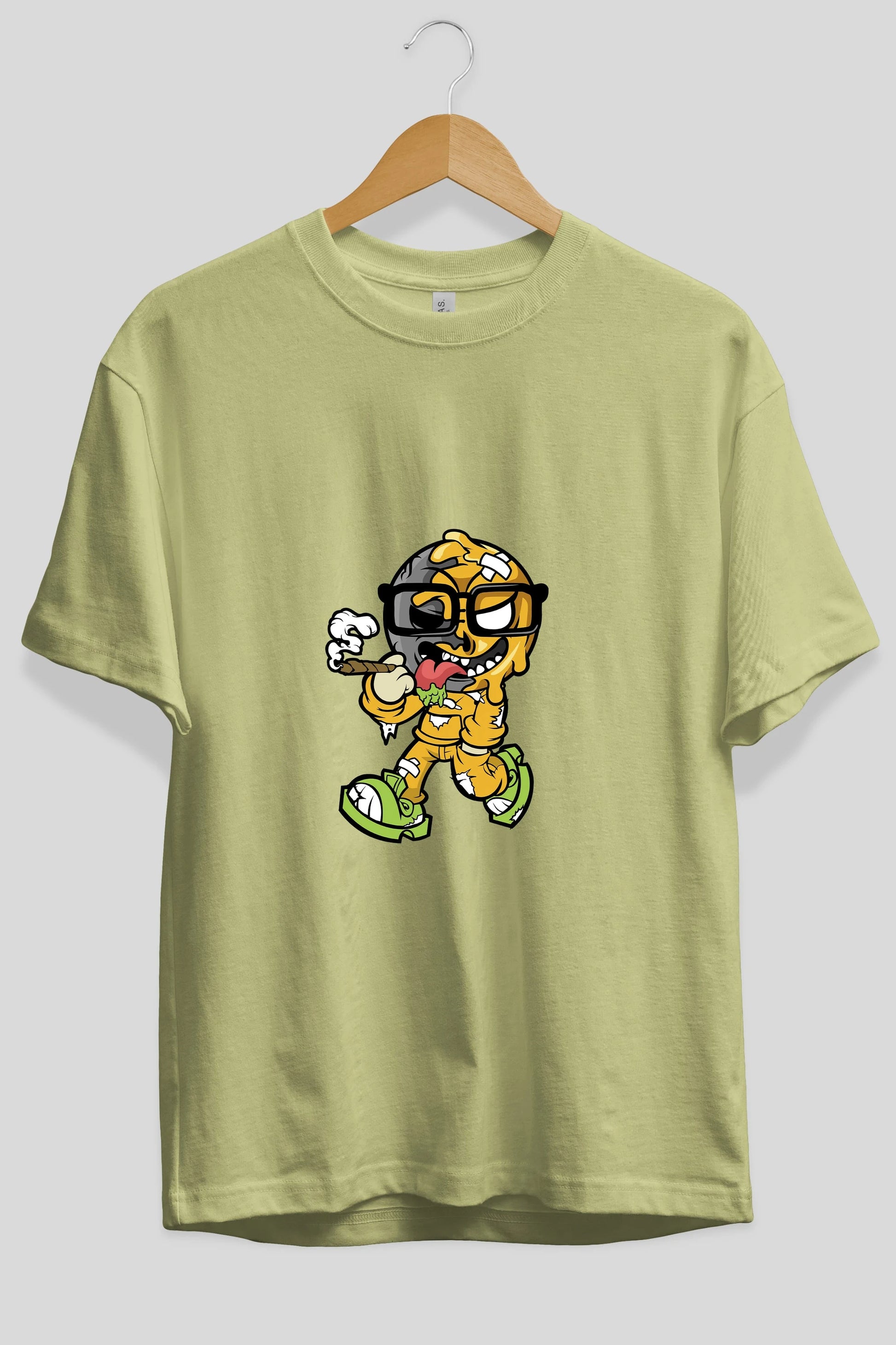 Eyeball Smoker Ön Baskılı Oversize t-shirt Erkek Kadın Unisex %100 Pamuk tişort