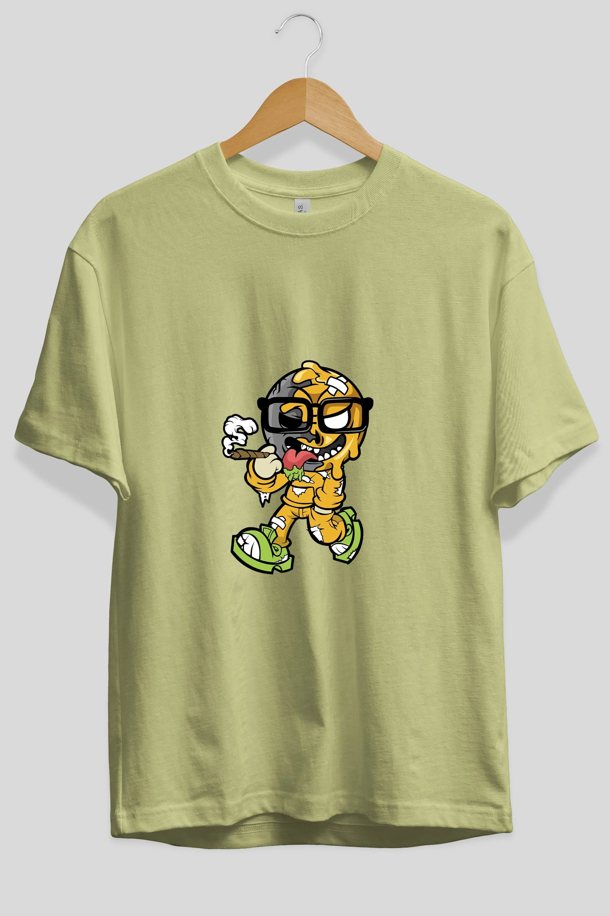 Eyeball Smoker Ön Baskılı Oversize t-shirt Erkek Kadın Unisex %100 Pamuk tişort