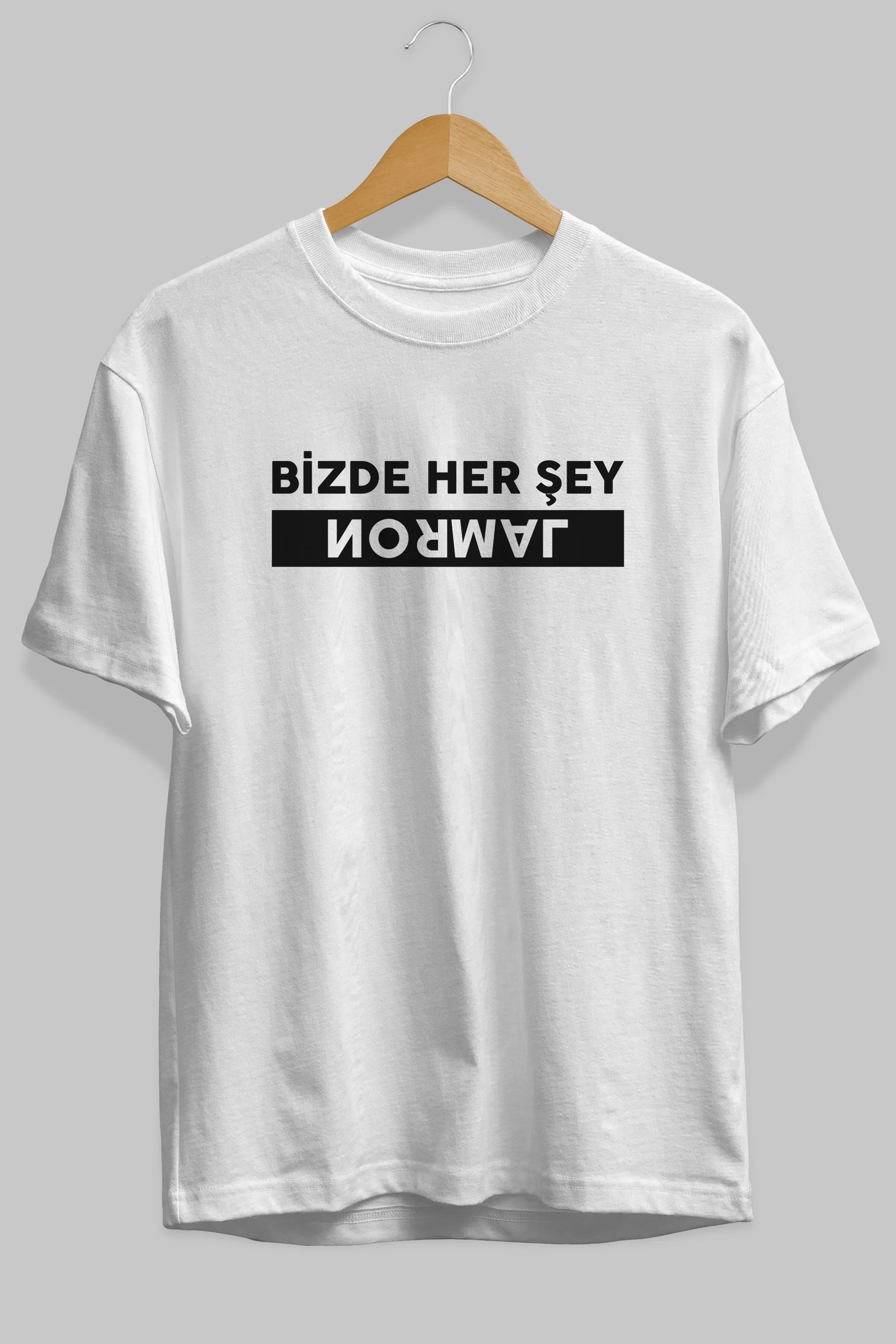 Bizde Her Şey Normal Ön Baskılı Oversize t-shirt %100 pamuk Erkek Kadın Unisex