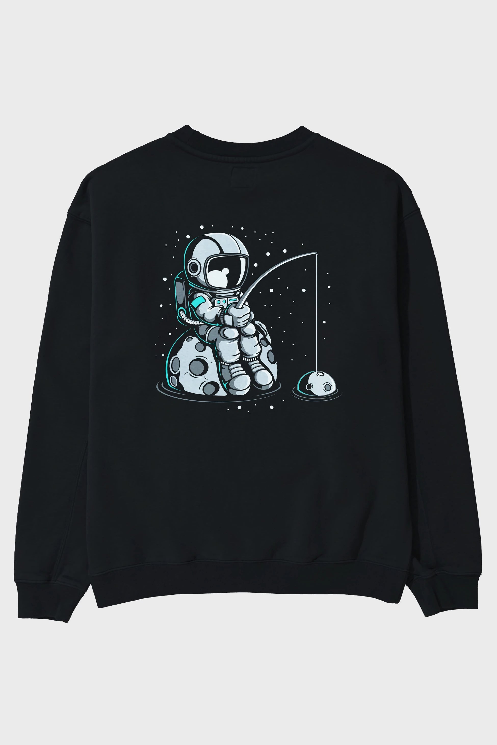 Astronaut Fishing Arka Baskılı Oversize Sweatshirt Erkek Kadın Unisex