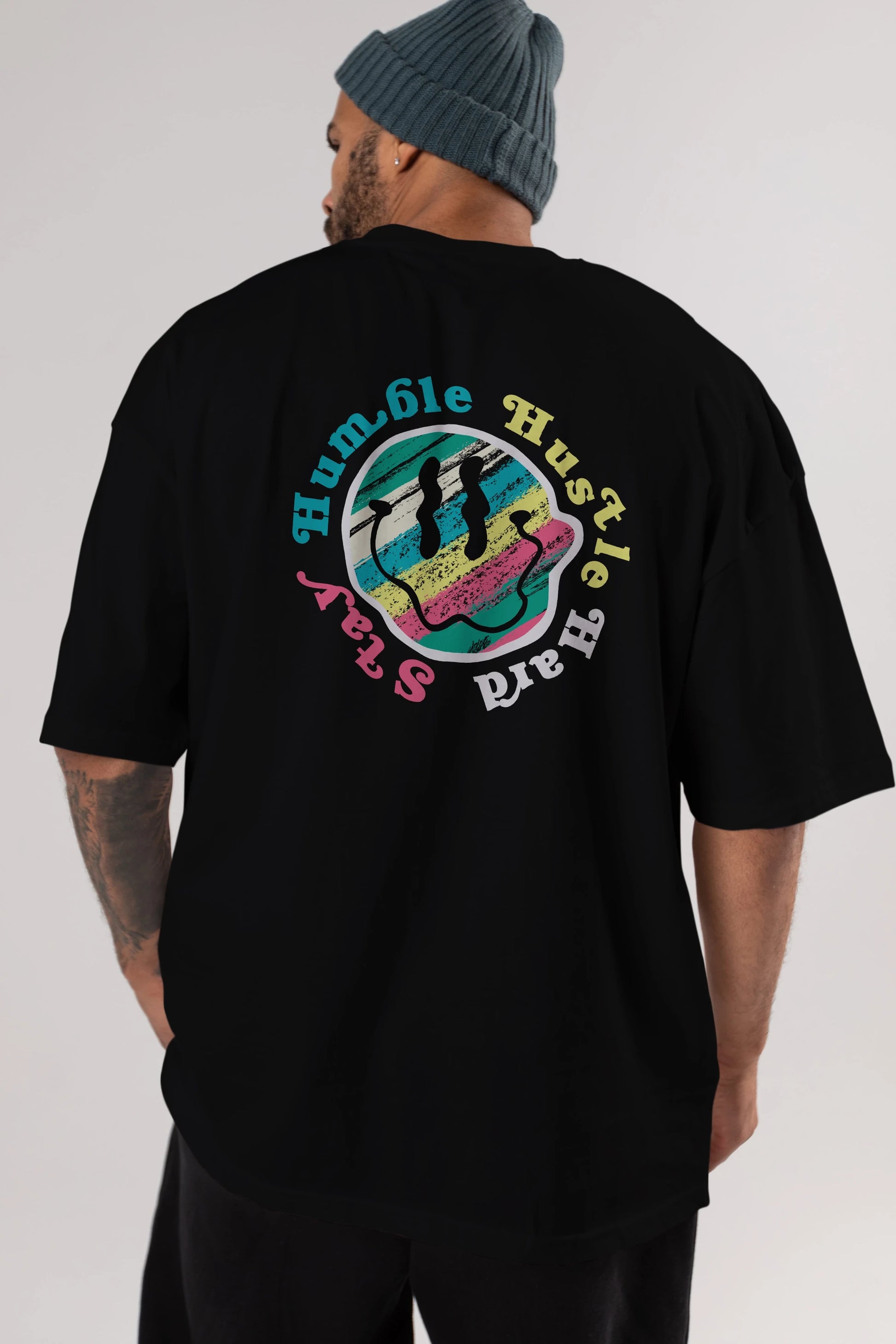 Stay Humble 2 Arka Baskılı Oversize t-shirt Erkek Kadın Unisex