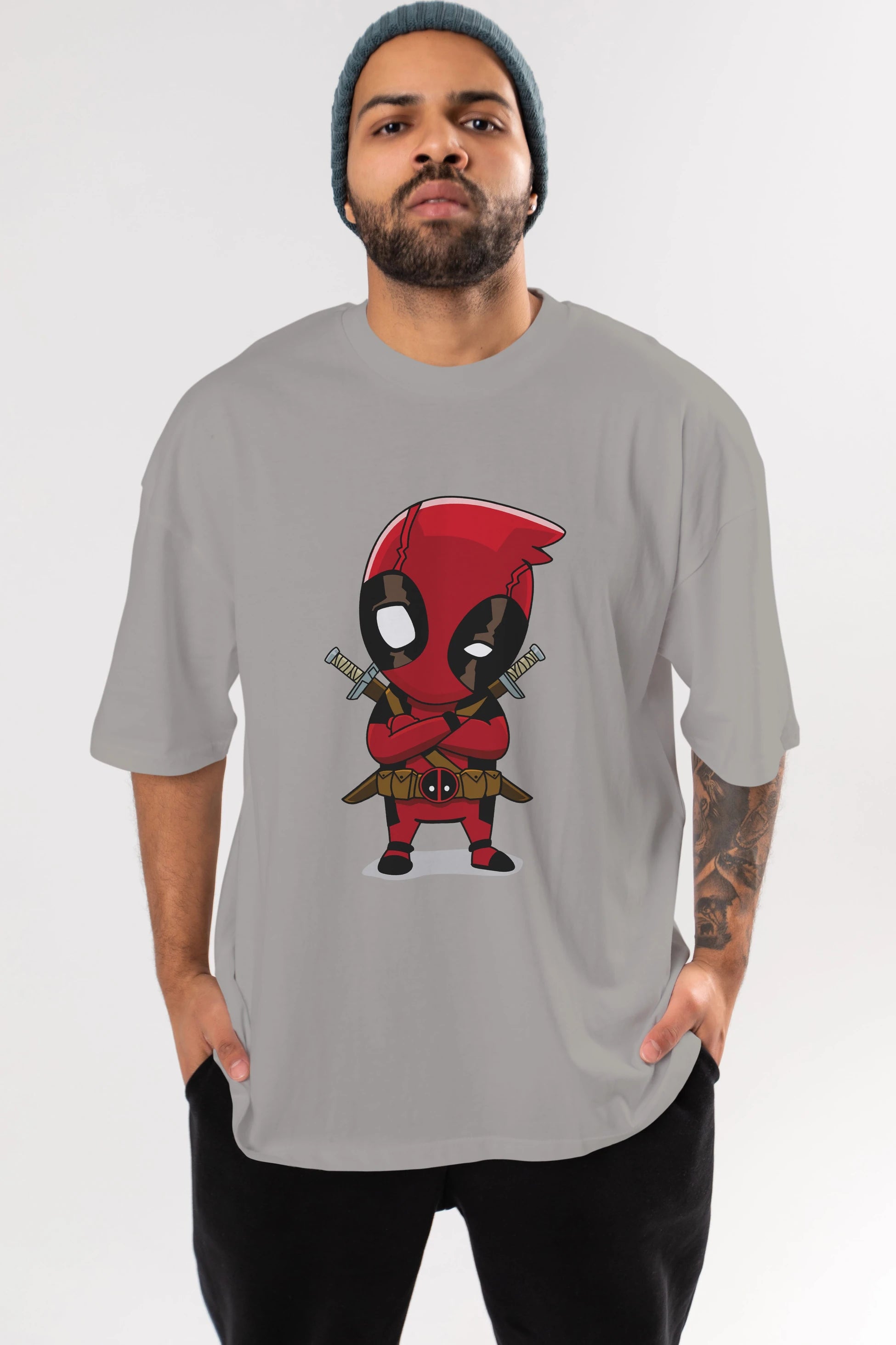 Deadpool (19) Ön Baskılı Oversize t-shirt Erkek Kadın Unisex %100 Pamuk Bisiklet Yaka tişort