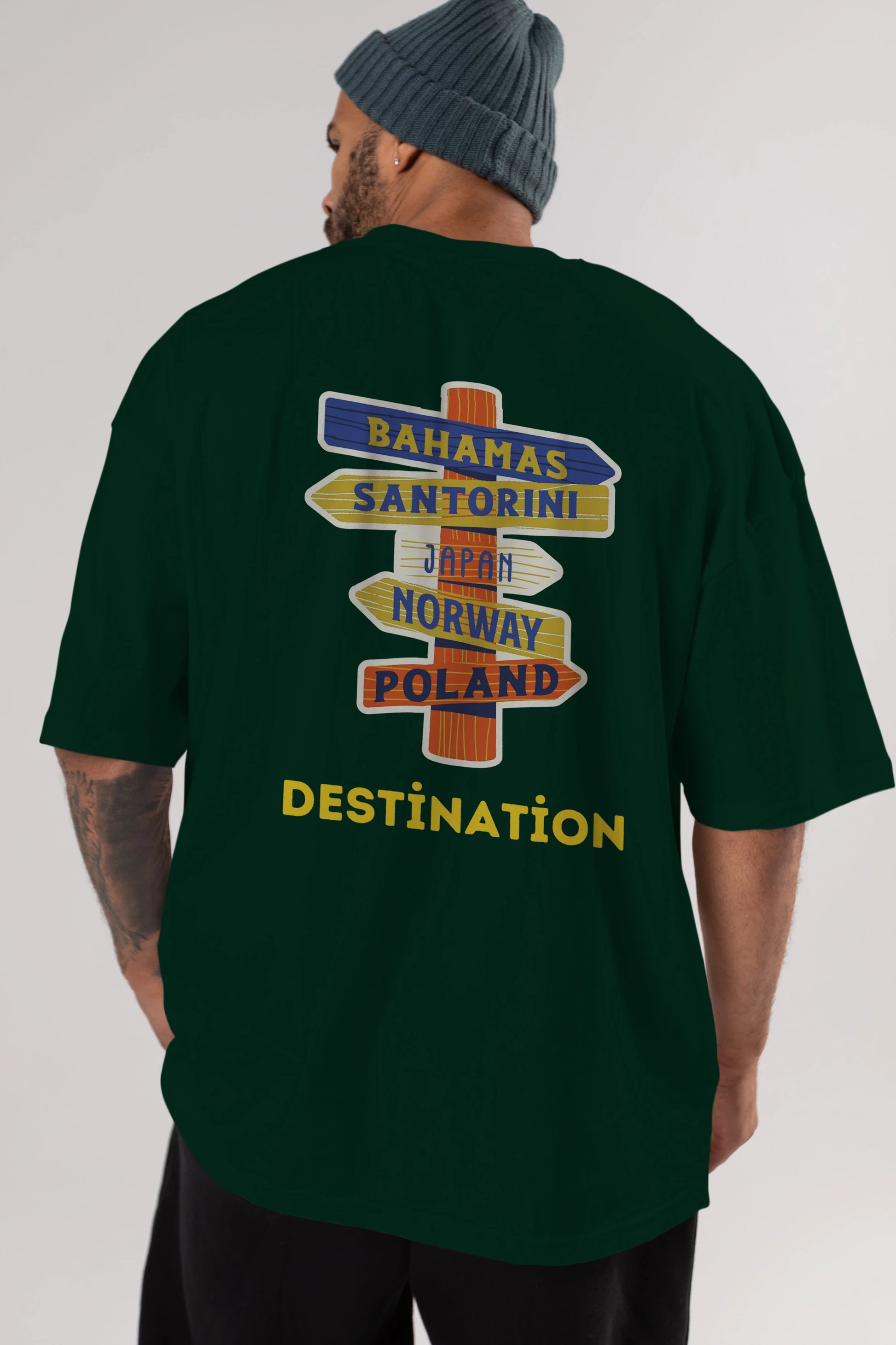 Destination Yazılı Arka Baskılı Oversize t-shirt Erkek Kadın Unisex