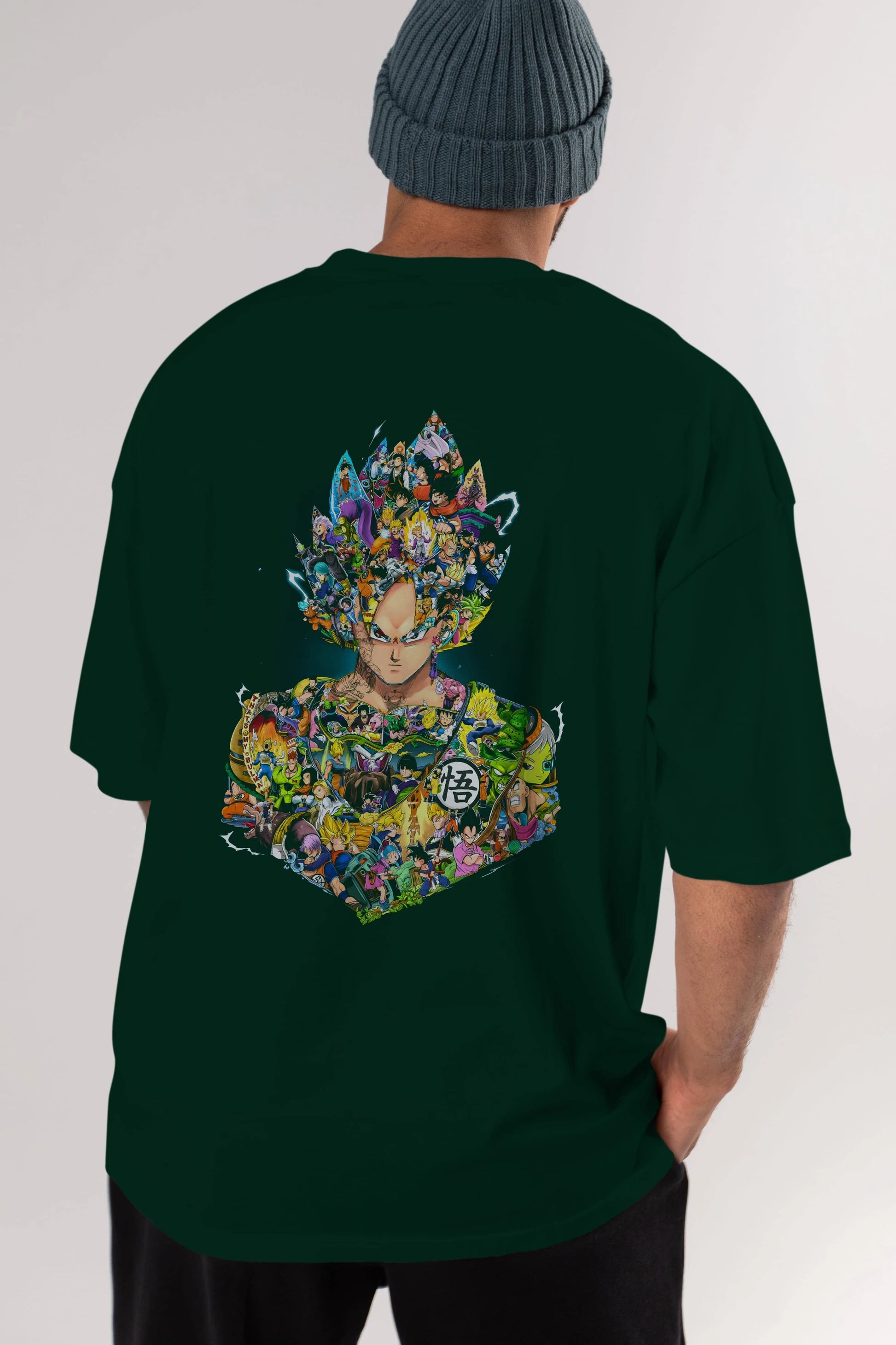 DRAGON BALL ART Anime Arka Baskılı Oversize t-shirt Erkek Kadın Unisex
