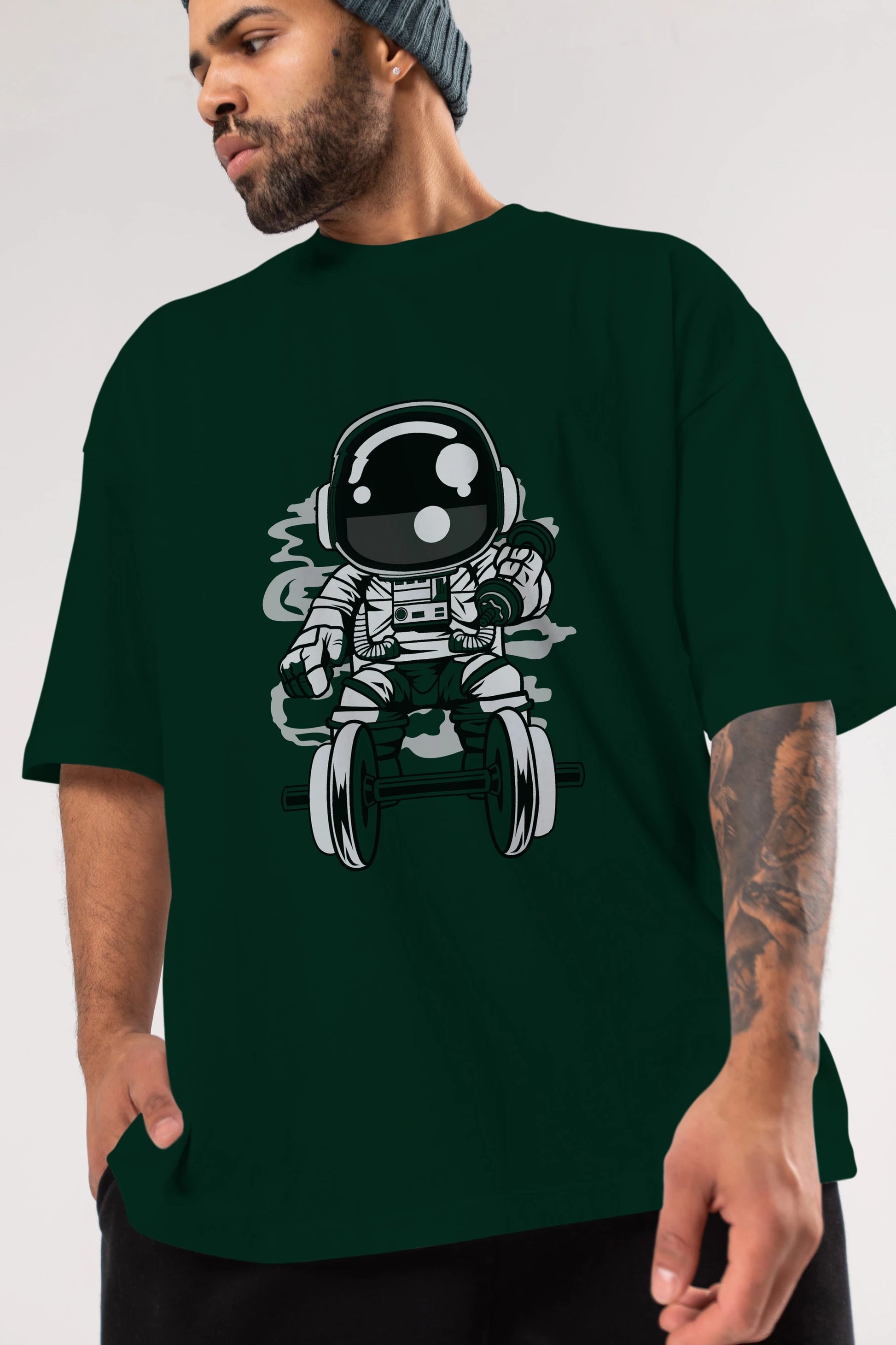 Astronaut Gym Ön Baskılı Oversize t-shirt Erkek Kadın Unisex