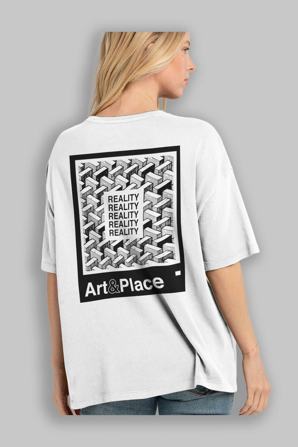 Reality Arka Baskılı Oversize t-shirt Erkek Kadın Unisex