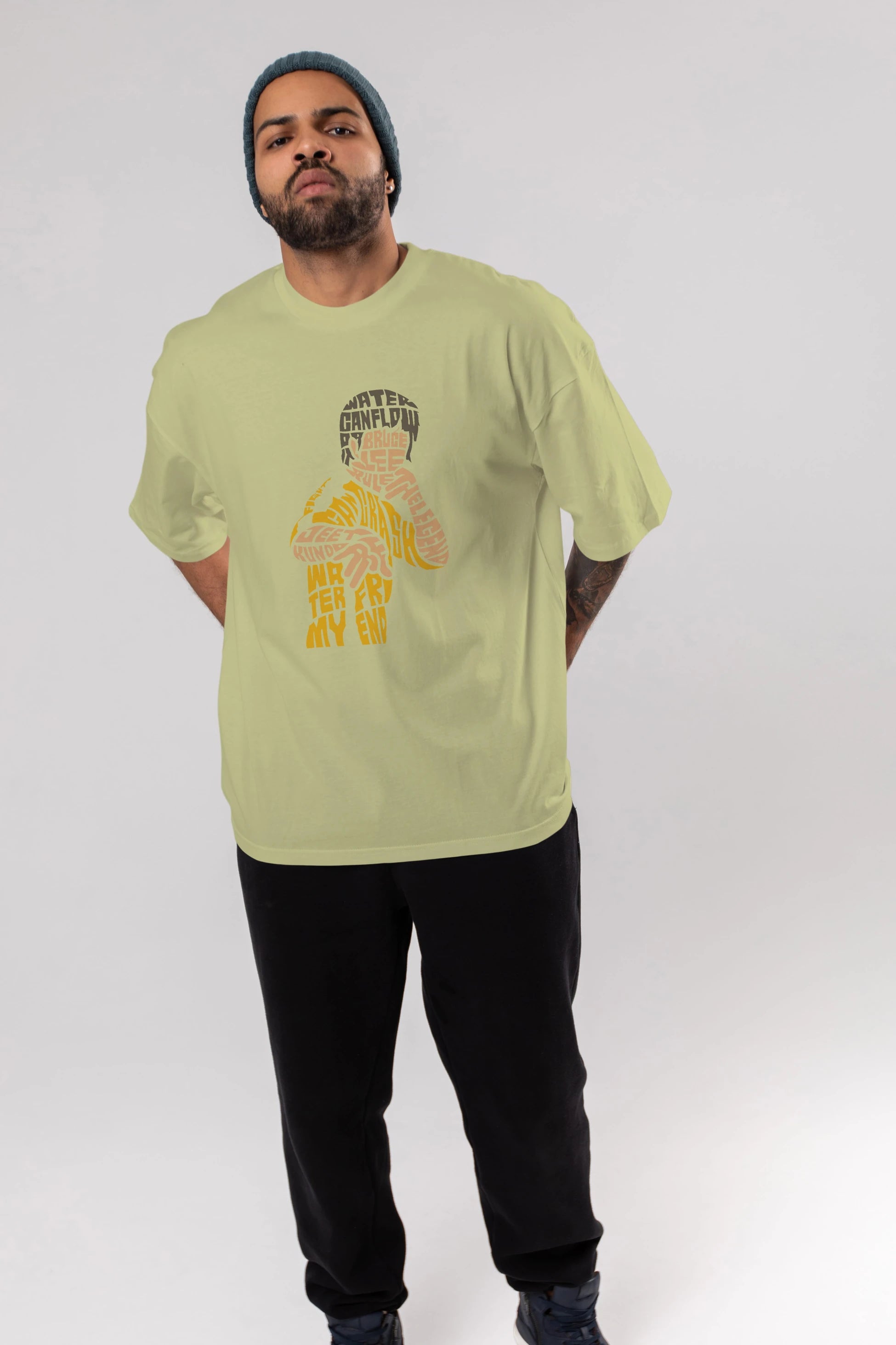 Bruce Lee Ön Baskılı Oversize t-shirt %100 pamuk Erkek Kadın Unisex