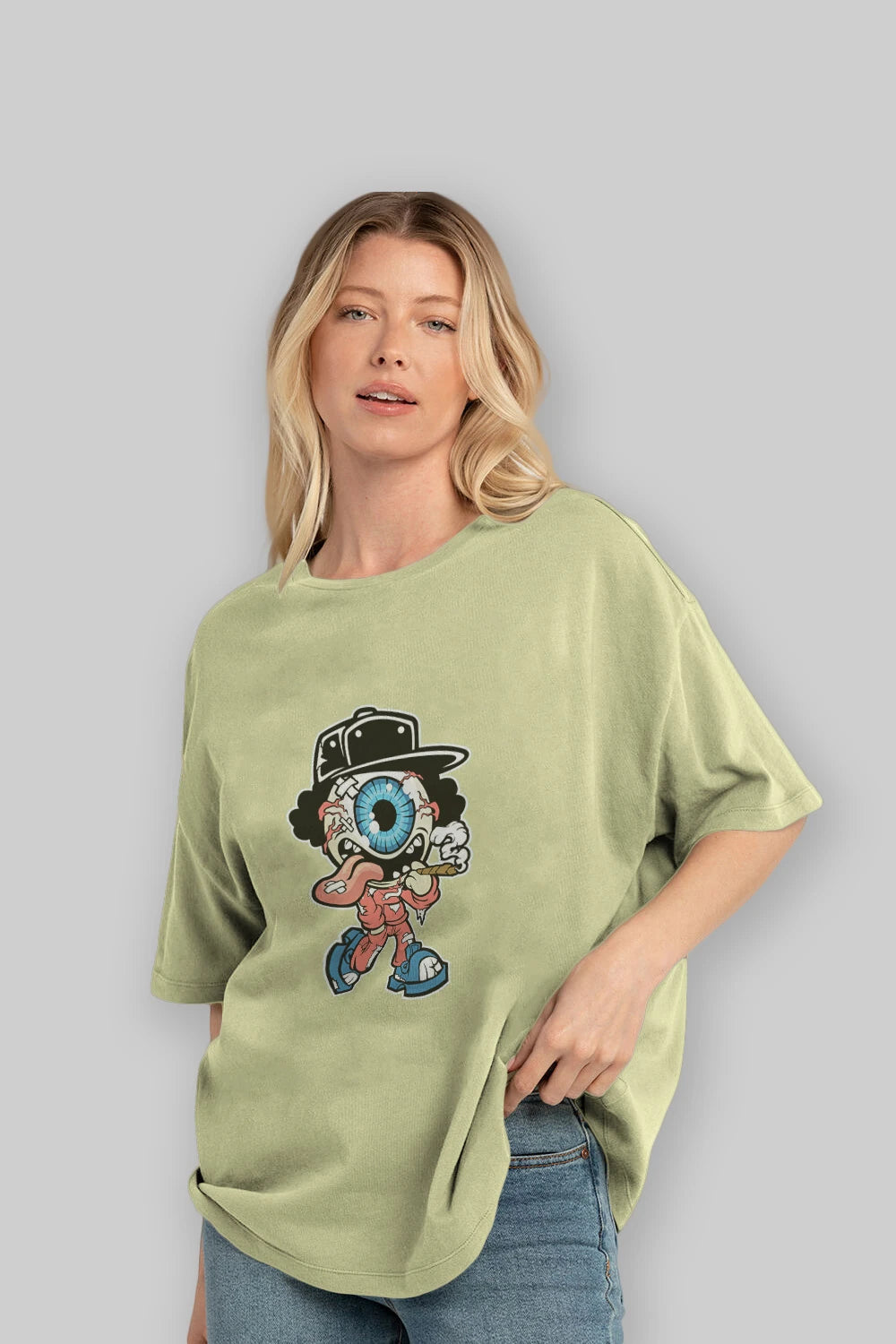 Eyeball Monster Ön Baskılı Oversize t-shirt Erkek Kadın Unisex %100 Pamuk tişort