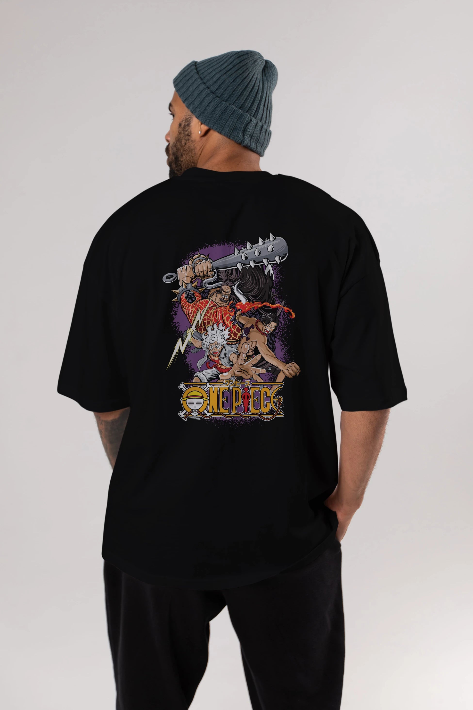 ONE PIECE (6) Anime Arka Baskılı Oversize t-shirt Erkek Kadın Unisex