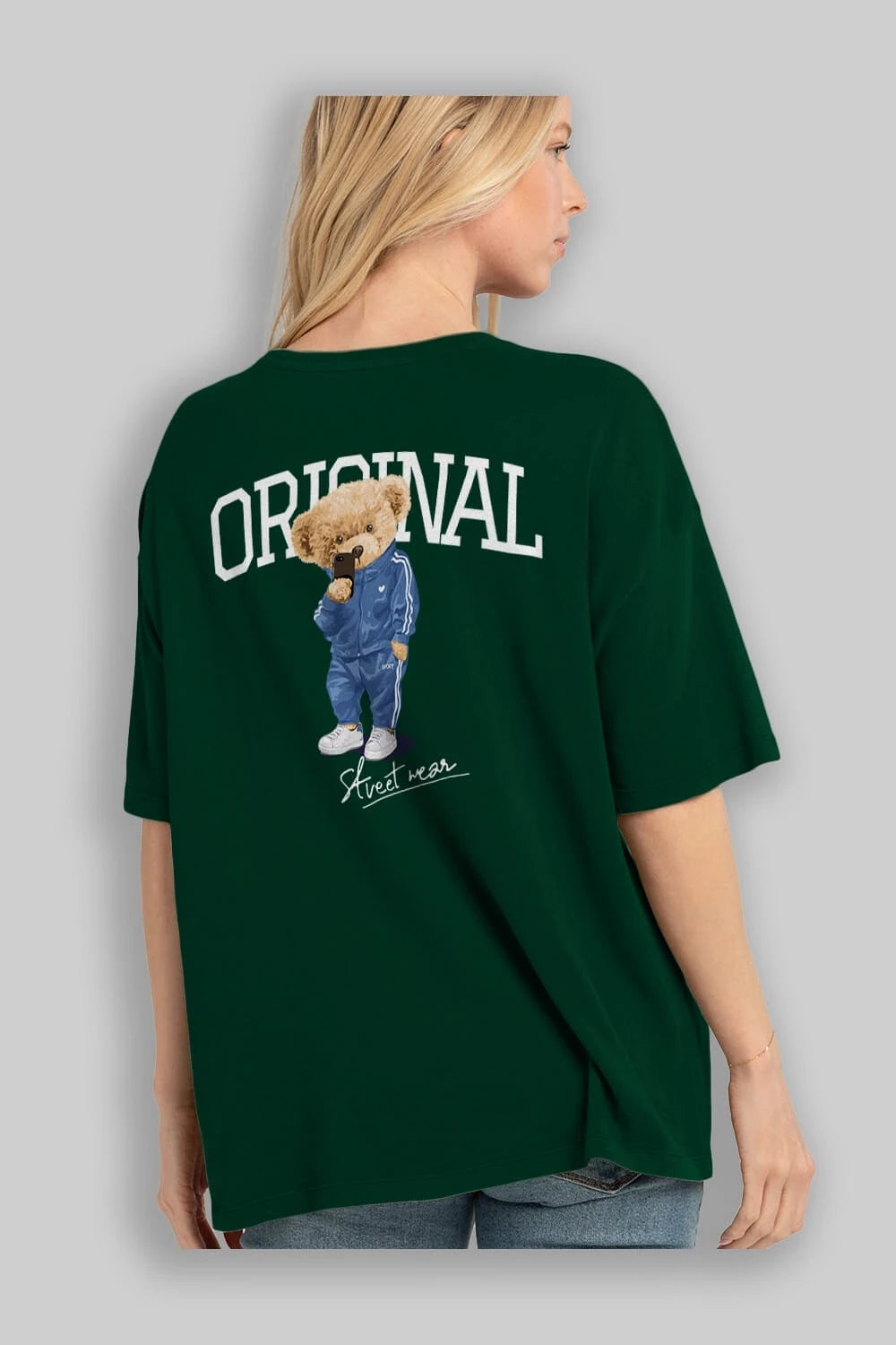 Teddy Bear Original Arka Baskılı Oversize t-shirt Erkek Kadın Unisex %100 Pamuk