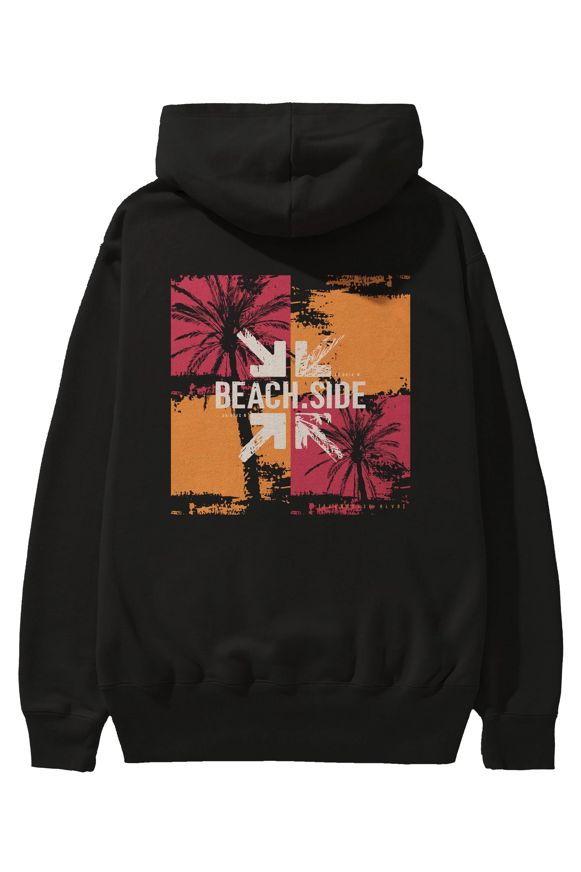 Beach Side Arka Baskılı Hoodie Oversize Kapüşonlu Sweatshirt Erkek Kadın Unisex