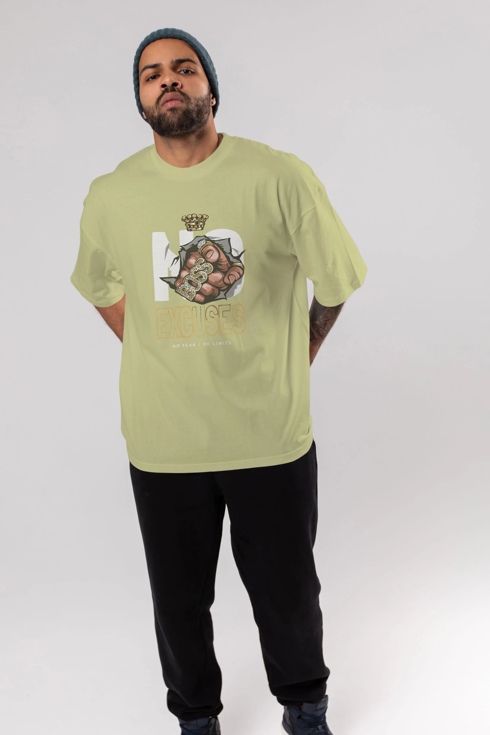 No Excuses Ön Baskılı Oversize t-shirt Erkek Kadın Unisex