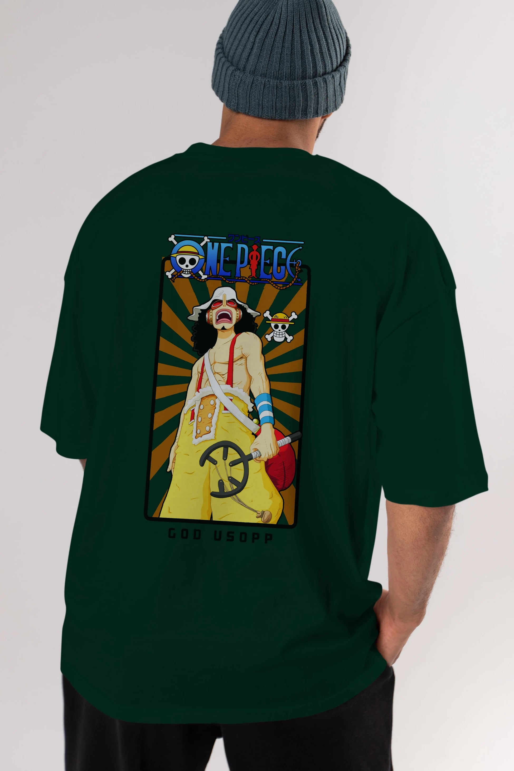 Usopp Anime Arka Baskılı Oversize t-shirt Erkek Kadın Unisex %100 pamuk tişort