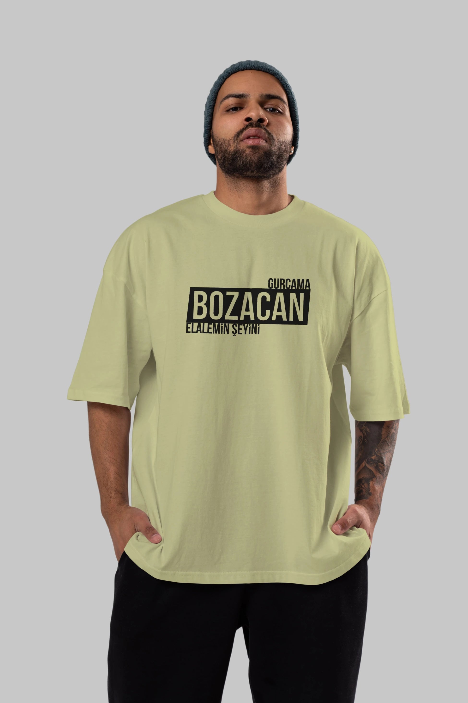 Gurcama Bozacan Elalemin Ön Baskılı Oversize t-shirt %100 pamuk Erkek Kadın Unisex