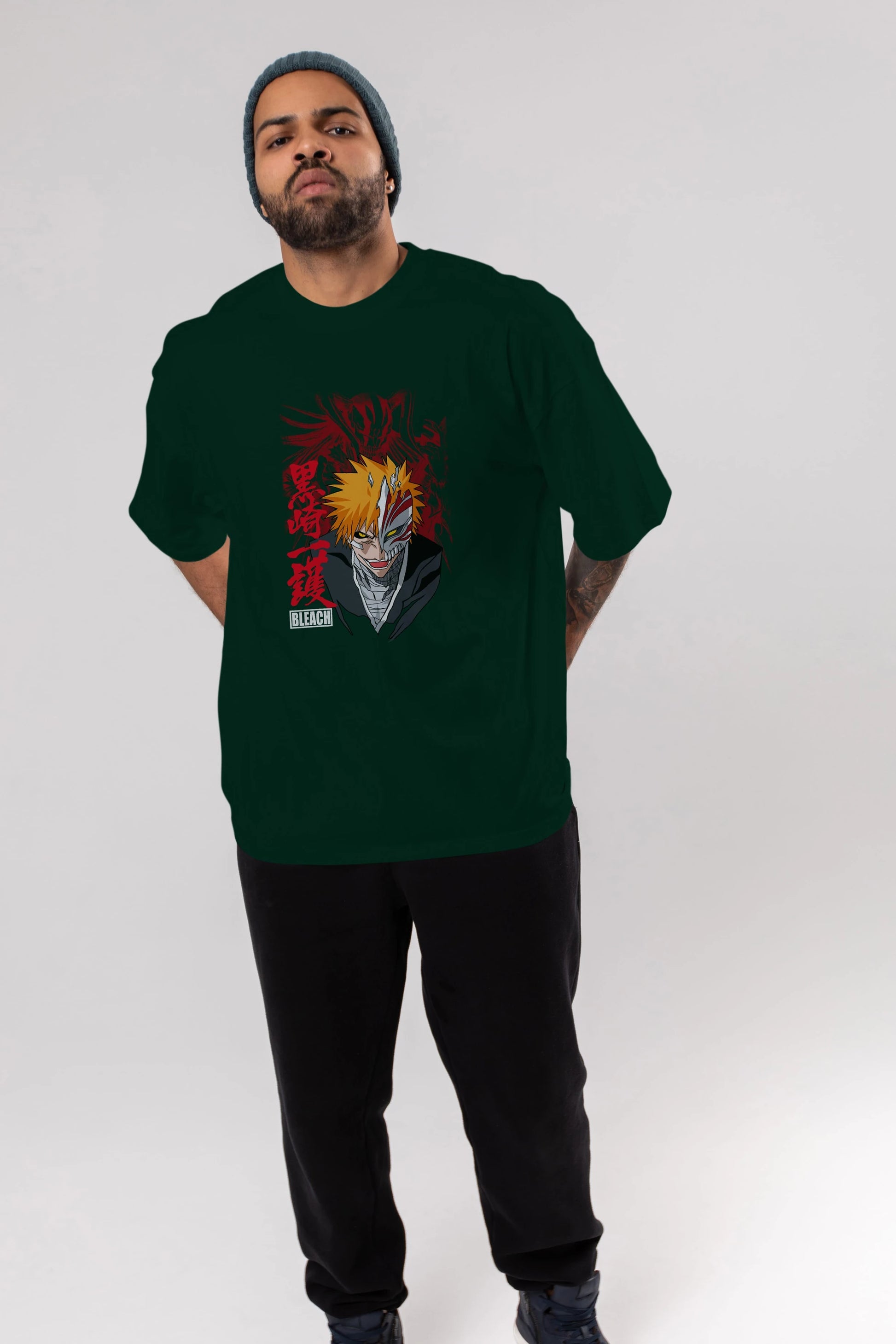 ICHIGO KUROSAKI VIZARD Anime Ön Baskılı Oversize t-shirt %100 pamuk Erkek Kadın Unisex
