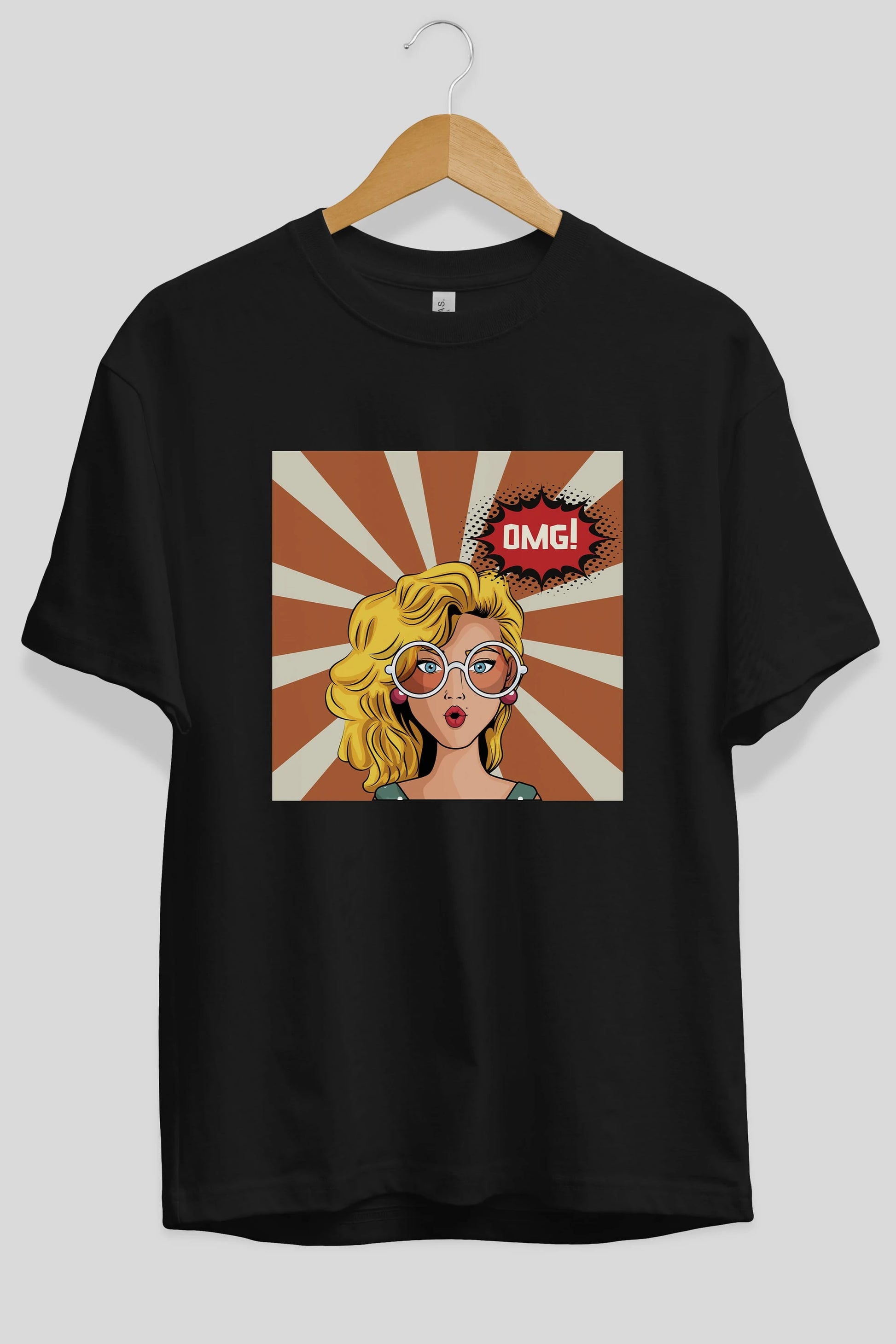 OMG Yazılı Retro Ön Baskılı Oversize t-shirt Erkek Kadın Unisex