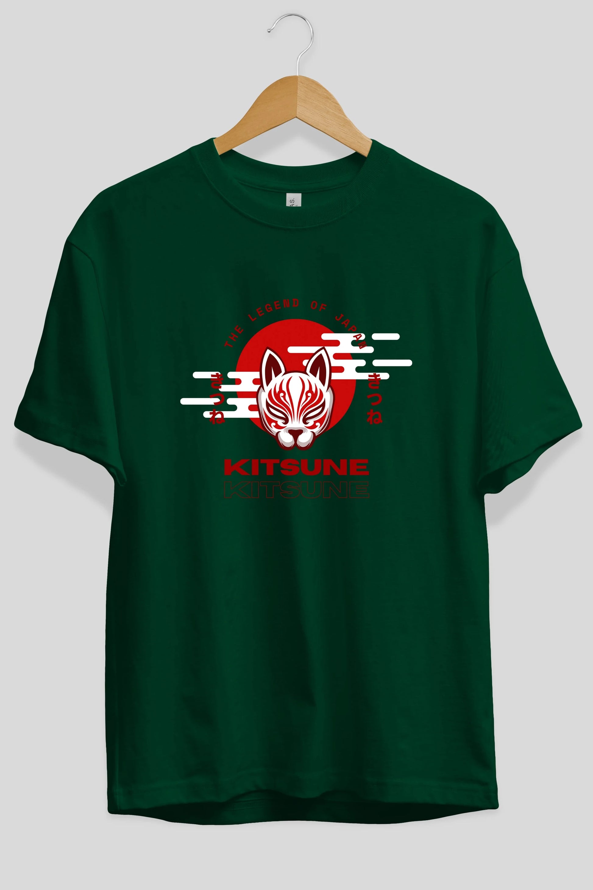 Kitsune Mask Ön Baskılı Oversize t-shirt Erkek Kadın Unisex