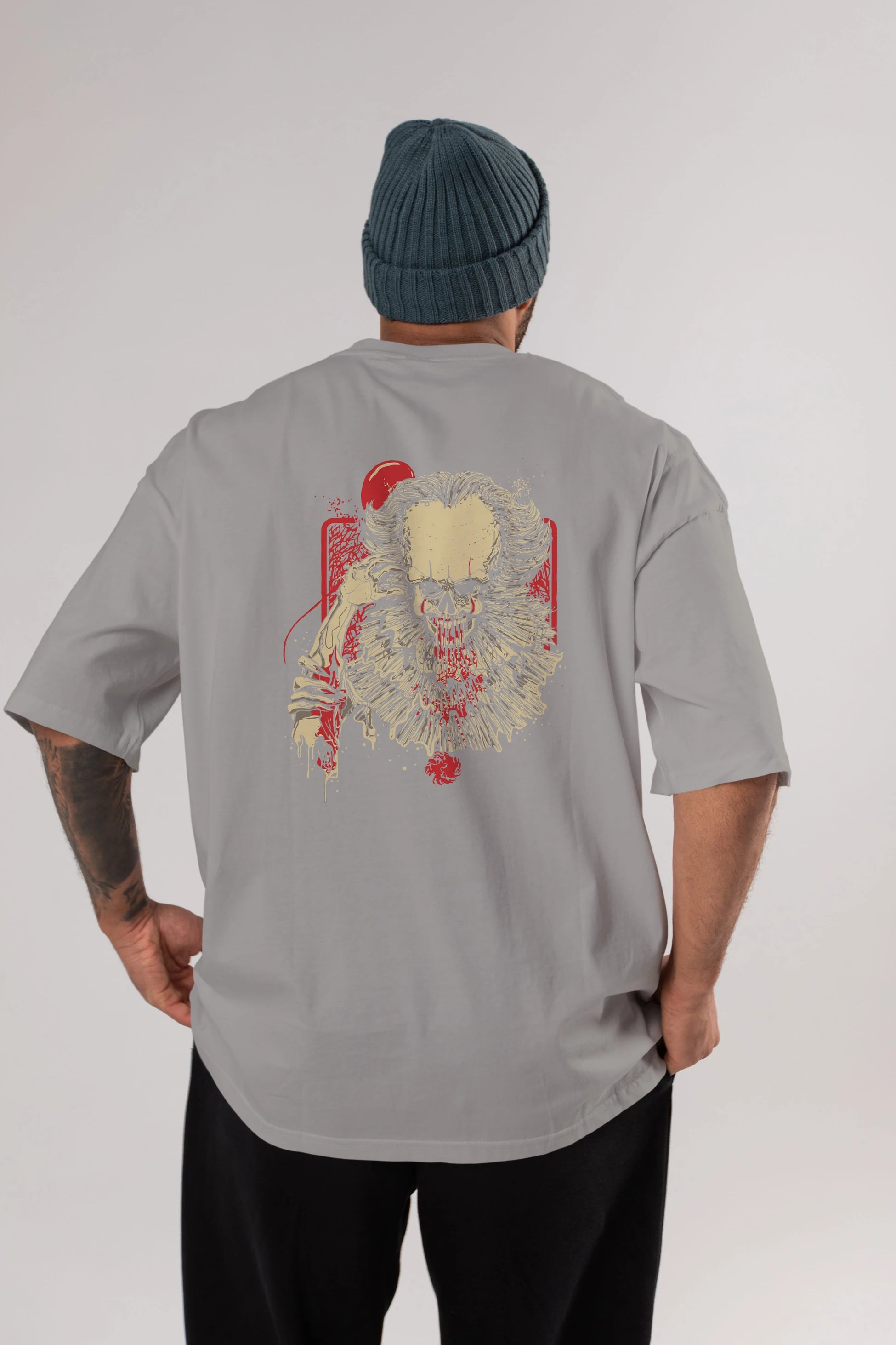 it (2) Arka Baskılı Oversize t-shirt Erkek Kadın Unisex %100 Pamuk Bisiklet Yaka tişort
