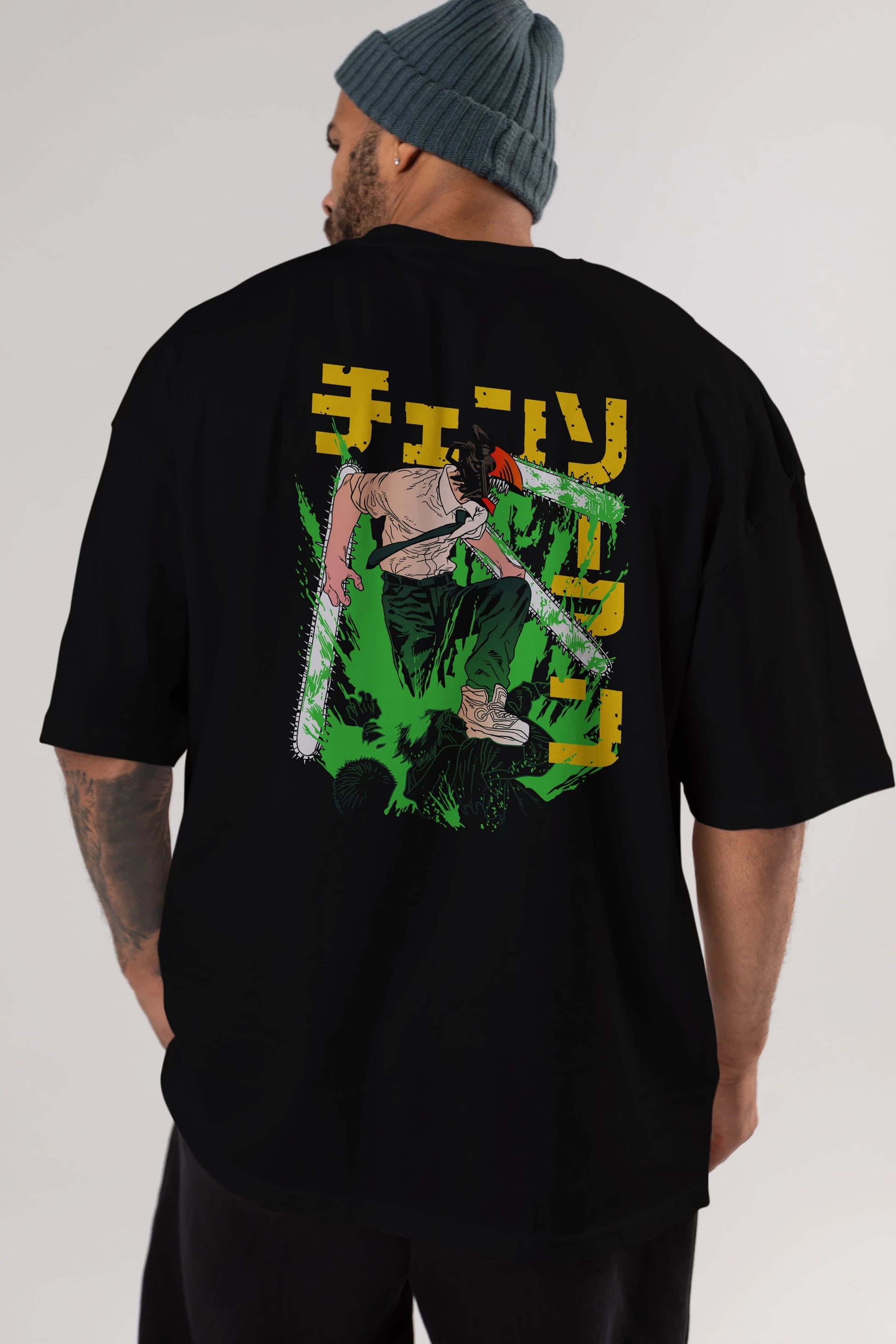 CHAINSAWMAN DENJI Anime Arka Baskılı Oversize t-shirt Erkek Kadın Unisex