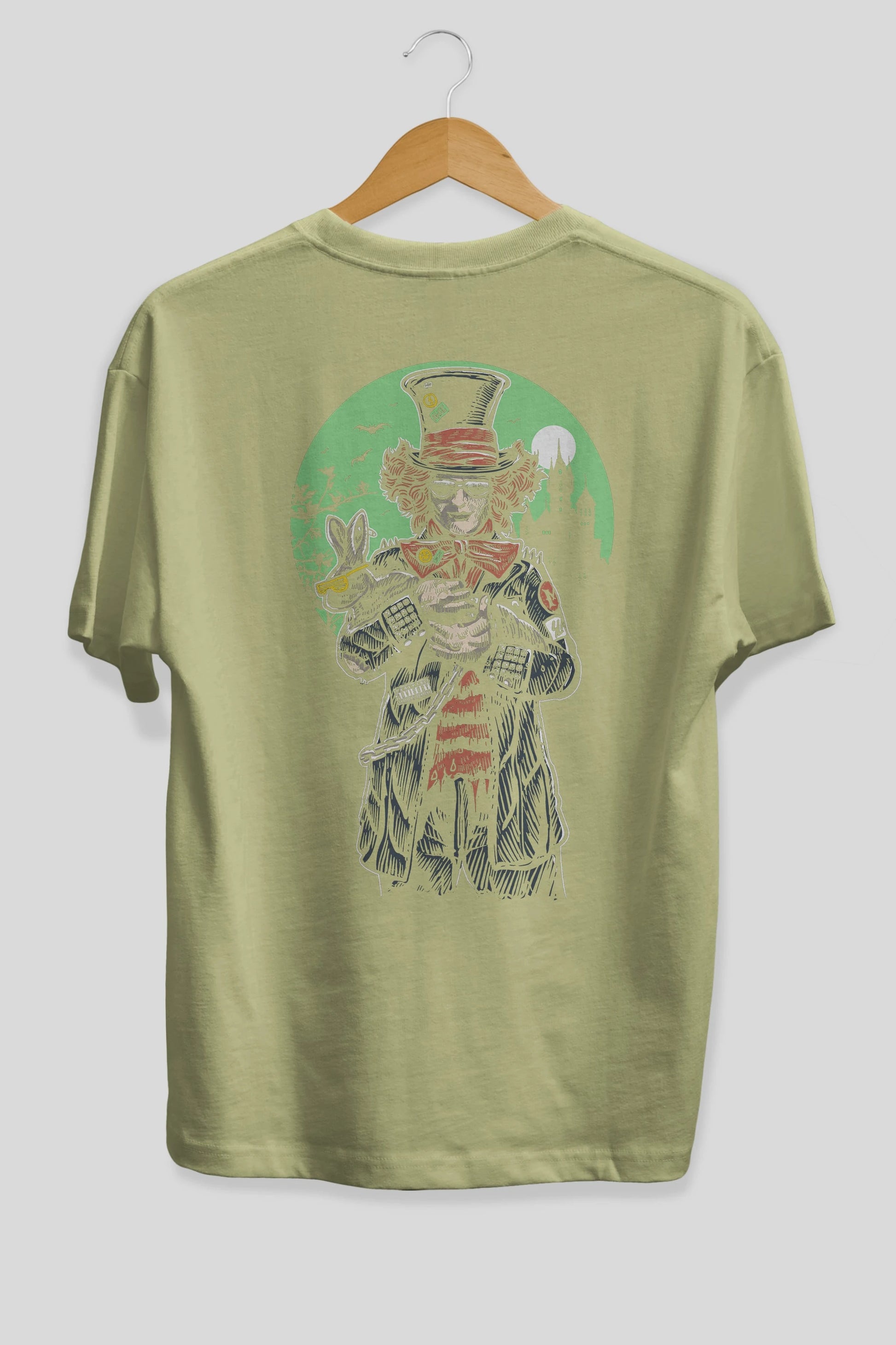 Mad Hatter Arka Baskılı Oversize t-shirt Erkek Kadın Unisex %100 Pamuk