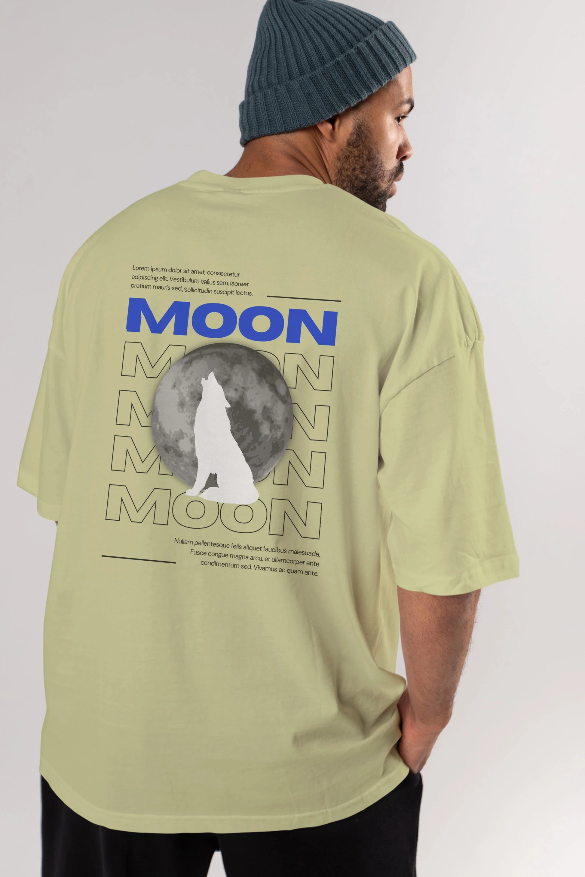 Moon Arka Baskılı Oversize t-shirt Erkek Kadın Unisex