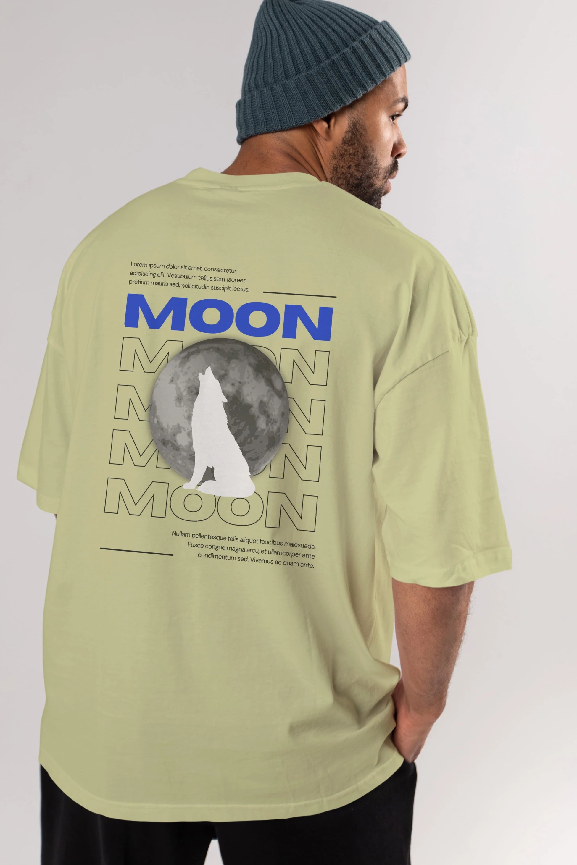 Moon Arka Baskılı Oversize t-shirt Erkek Kadın Unisex