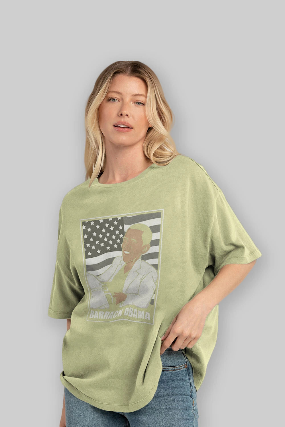 Obama Thriller Ön Baskılı Oversize t-shirt Erkek Kadın Unisex %100 Pamuk tişort