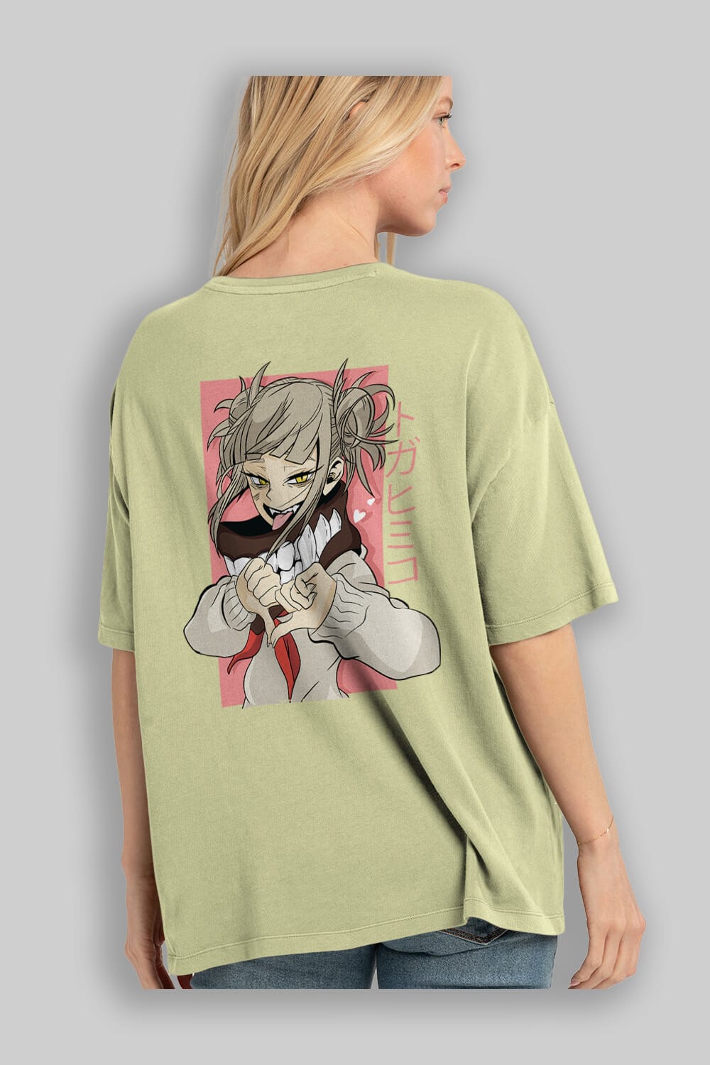 Himiko Toga Anime Arka Baskılı Oversize t-shirt Erkek Kadın Unisex