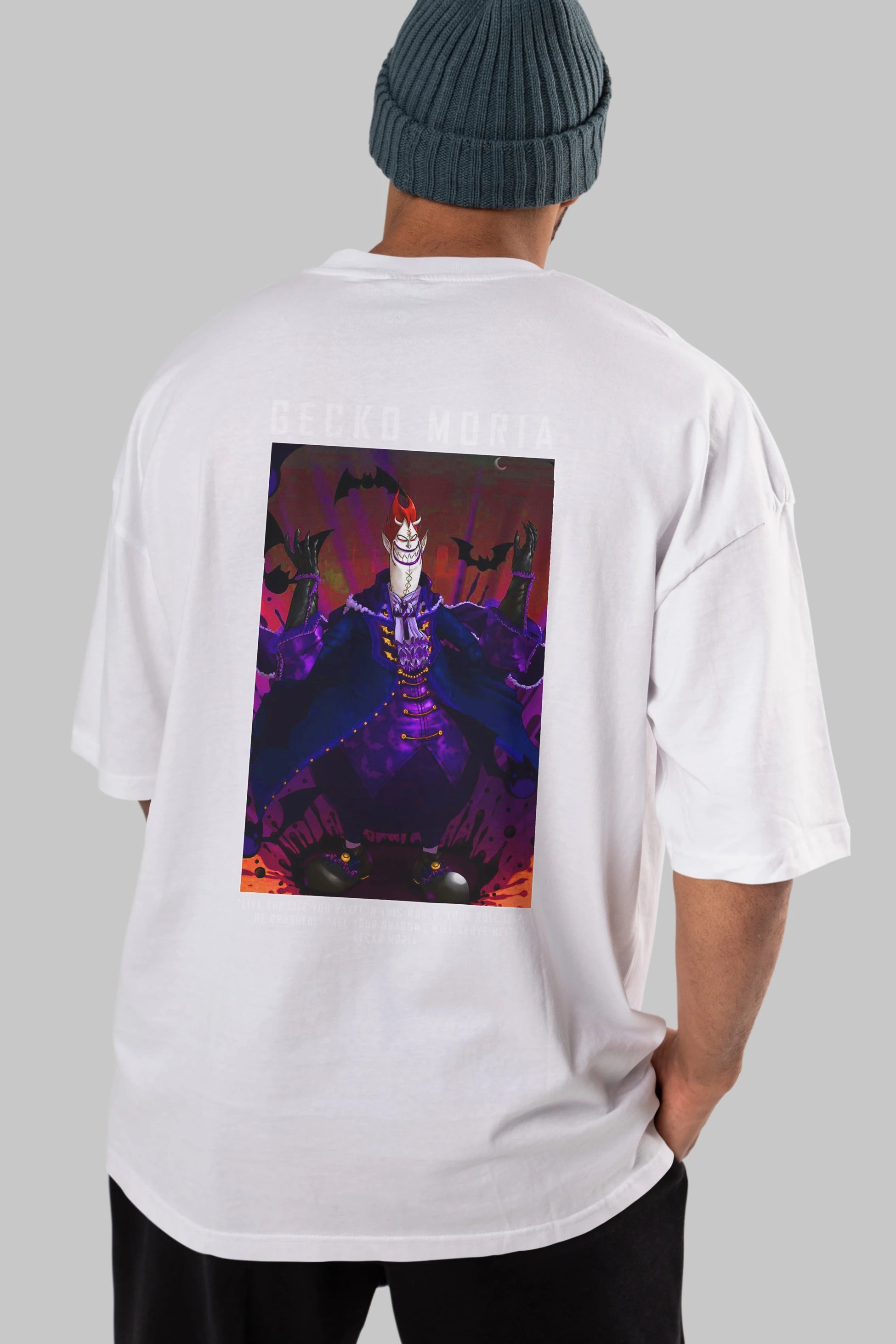Gecko Moria Anime Arka Baskılı Oversize t-shirt Erkek Kadın Unisex %100 pamuk tişort