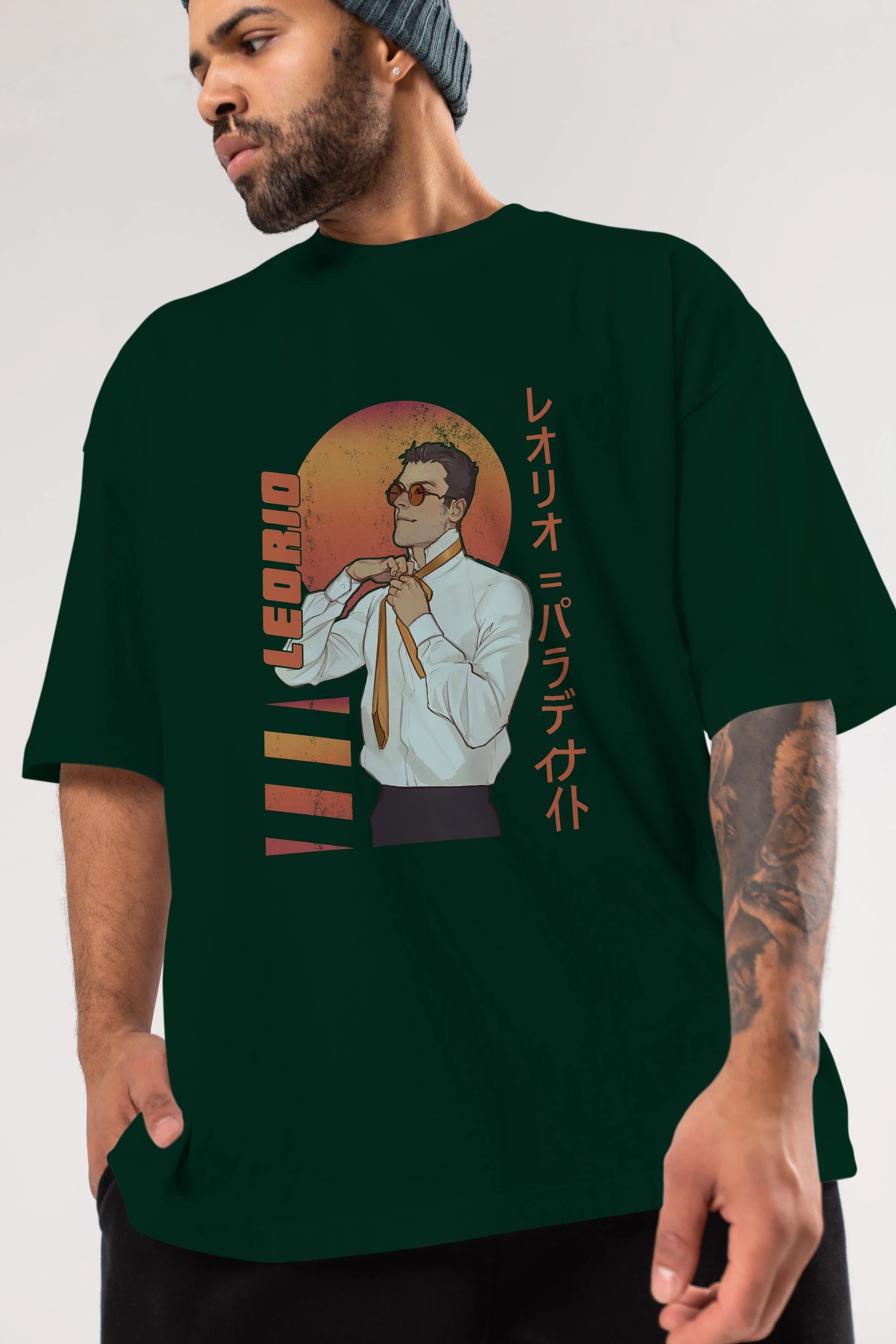 Leorio Paladiknight 5 (2) Anime Ön Baskılı Oversize t-shirt %100 pamuk Erkek Kadın Unisex