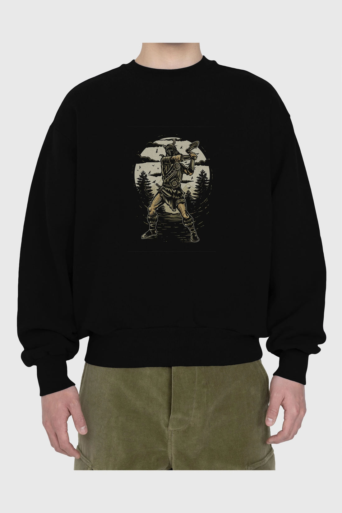 Viking Ön Baskılı Oversize Sweatshirt Erkek Kadın Unisex