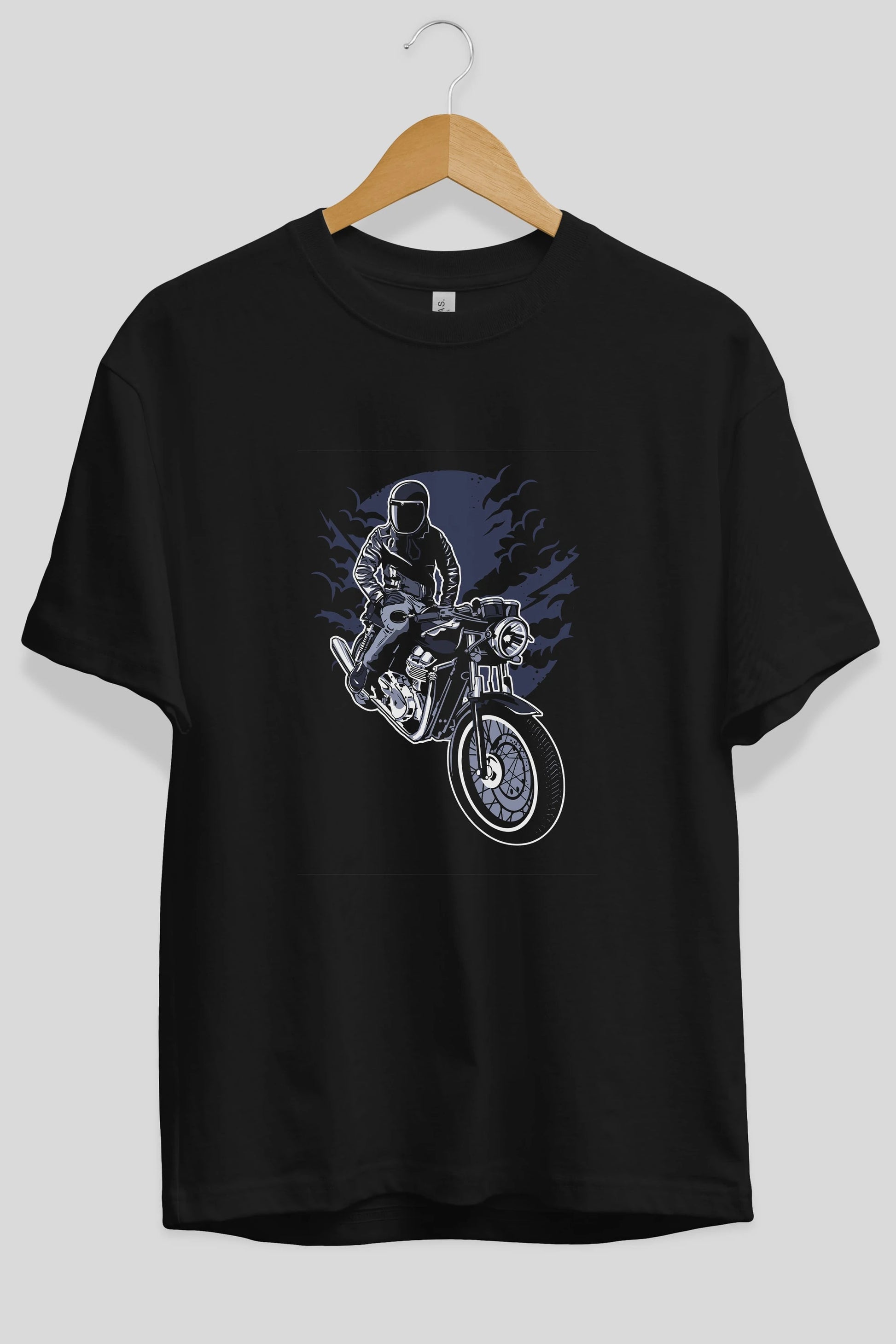 Night Rider Ön Baskılı Oversize t-shirt Erkek Kadın Unisex %100 Pamuk tişort