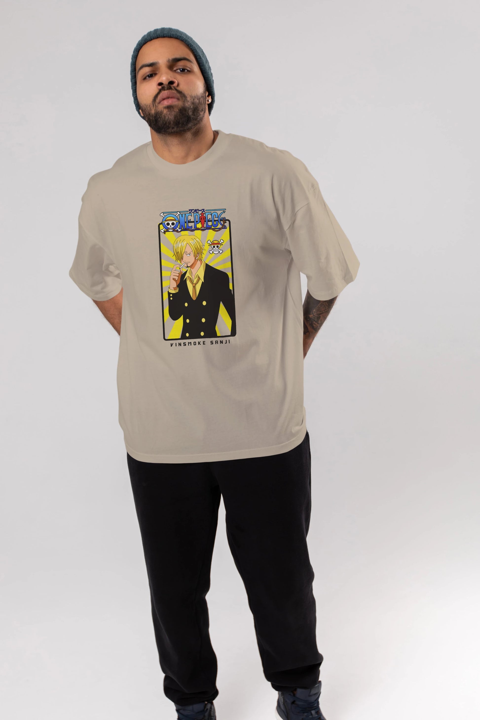 Sanji 4 Anime Ön Baskılı Oversize t-shirt Erkek Kadın Unisex