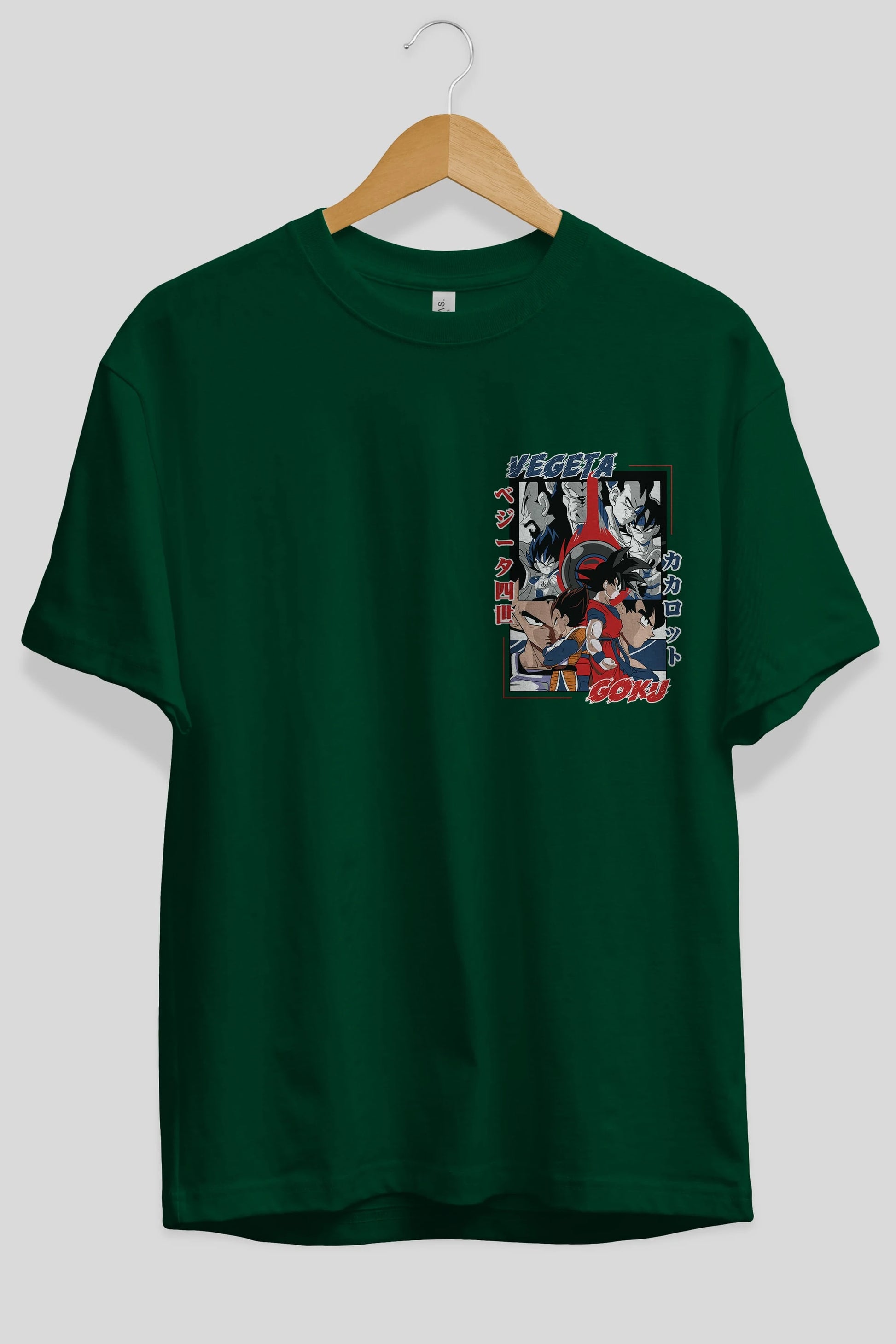 VEGETA VS GOKU Ön Sol Baskılı Oversize t-shirt Erkek Kadın Unisex %100 Pamuk Bisiklet Yaka tişort