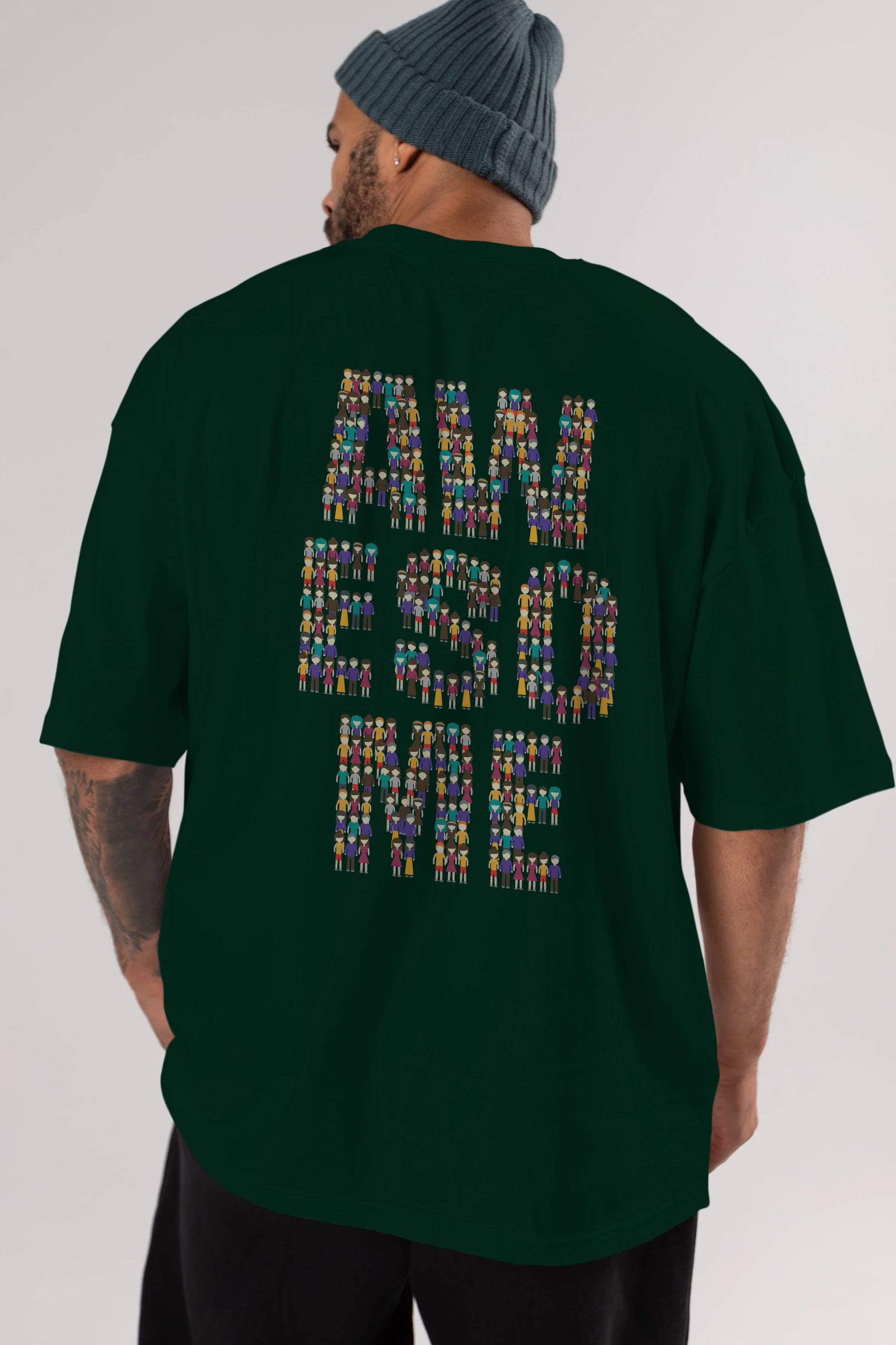 Awesome Arka Baskılı Oversize t-shirt %100 pamuk Erkek Kadın Unisex