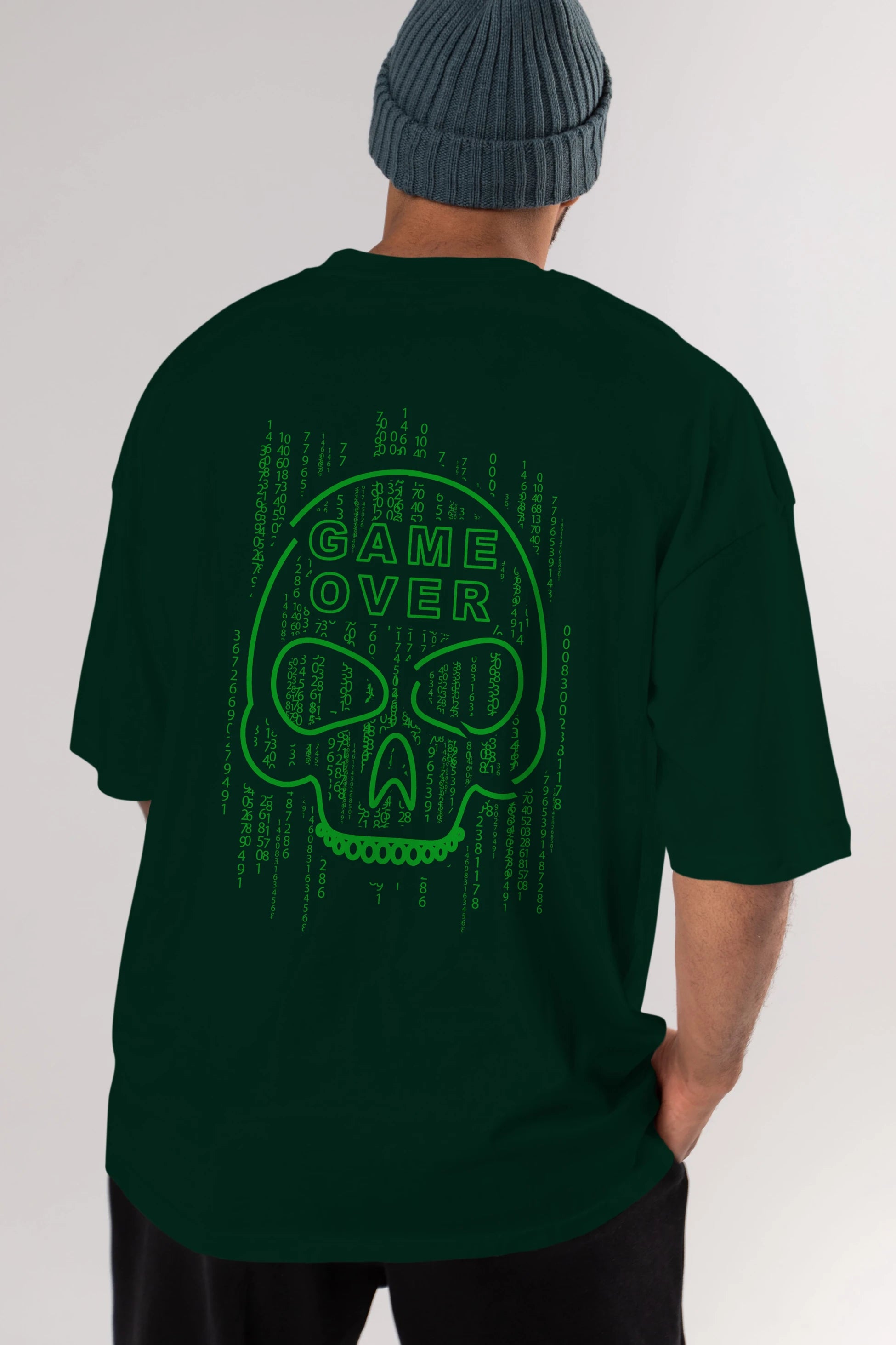 Game Over Arka Baskılı Oversize t-shirt Erkek Kadın Unisex