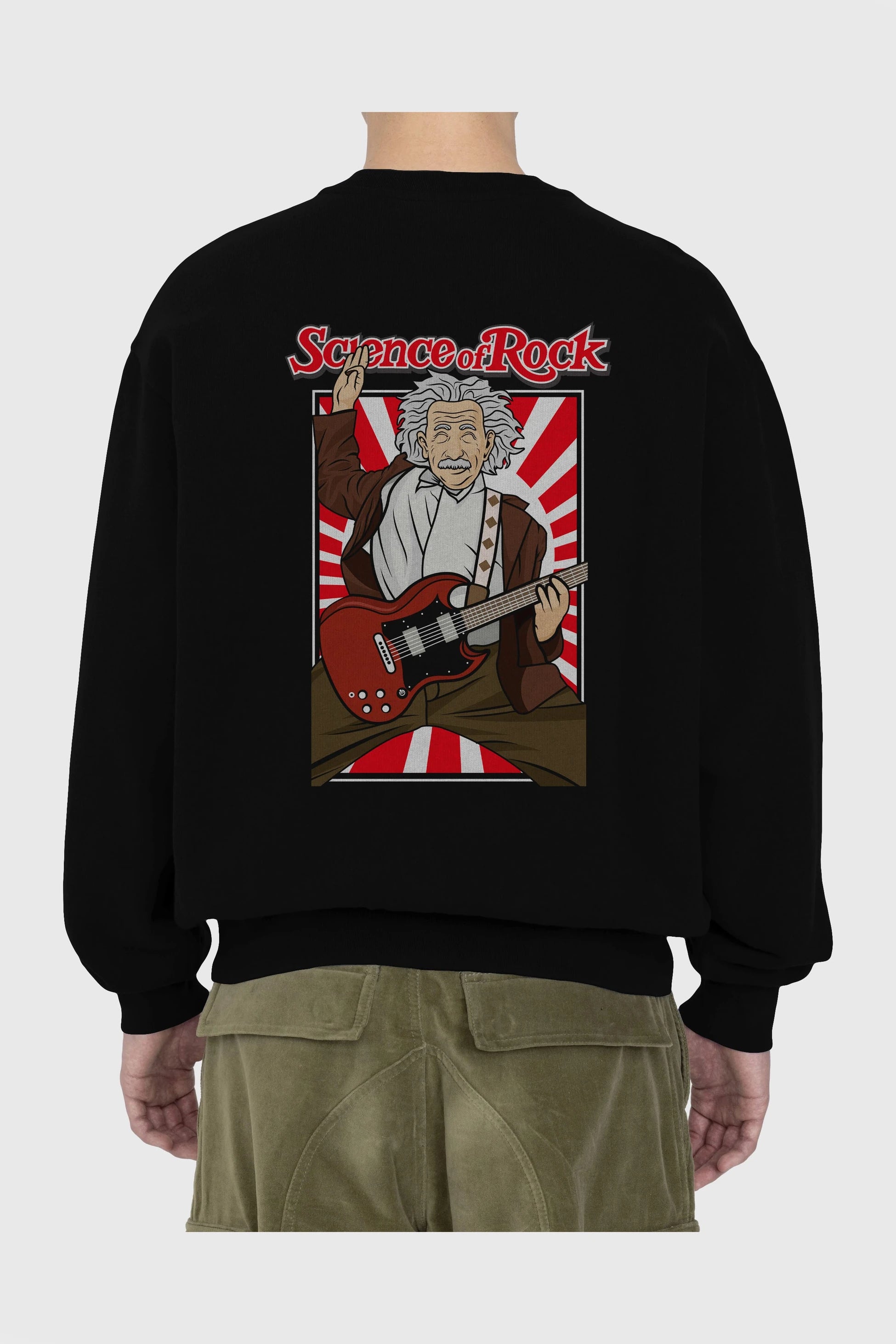 Einstein Science Of Rock Arka Baskılı Oversize Sweatshirt Erkek Kadın Unisex
