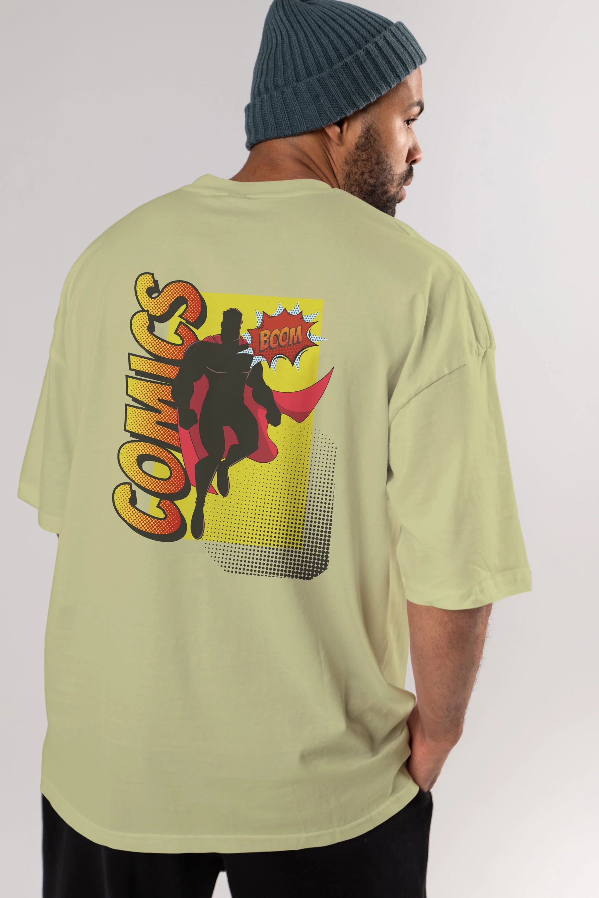 Comics Boom Arka Baskılı Oversize t-shirt Erkek Kadın Unisex