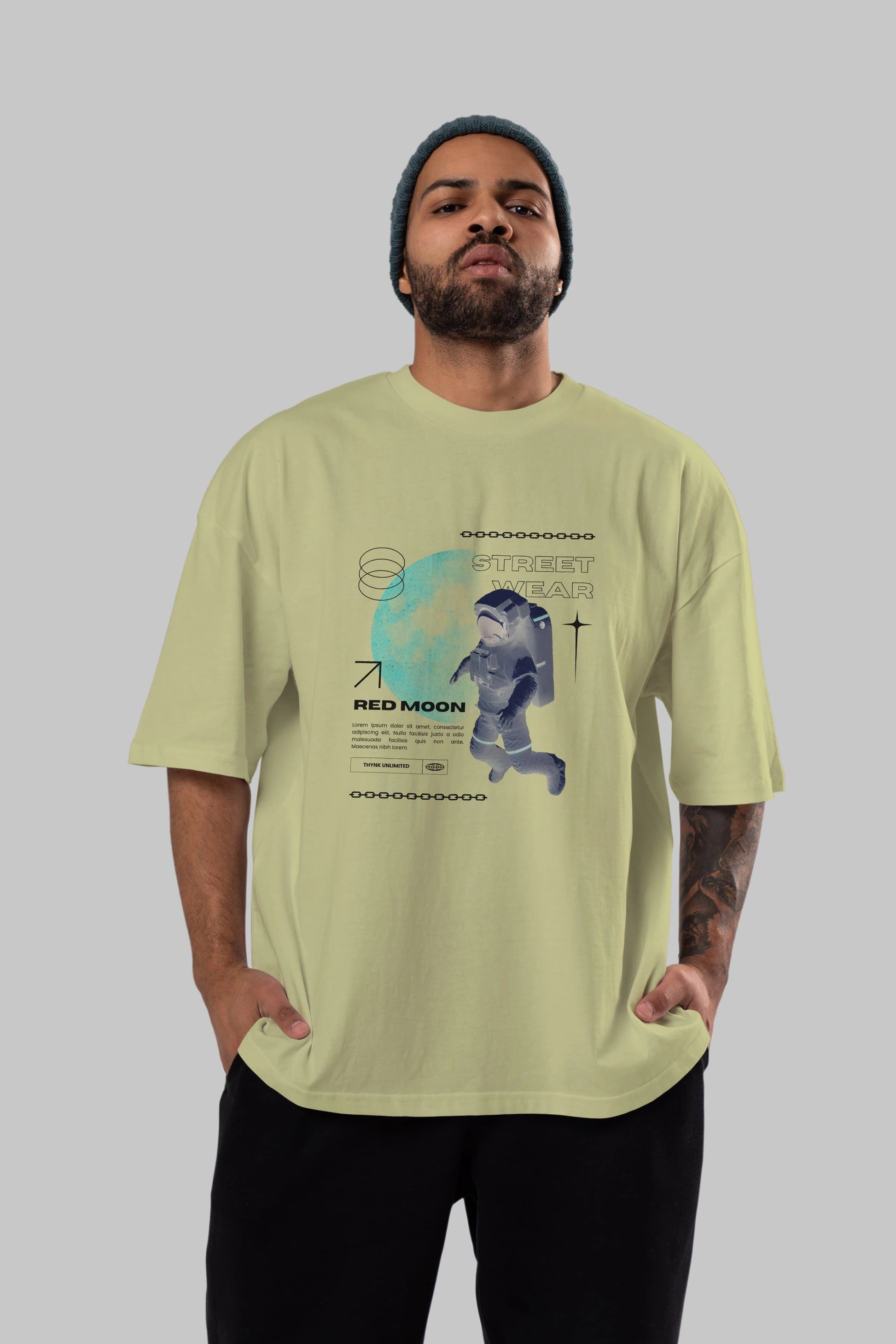 Red Moon Streetwear Ön Baskılı Oversize t-shirt Erkek Kadın Unisex
