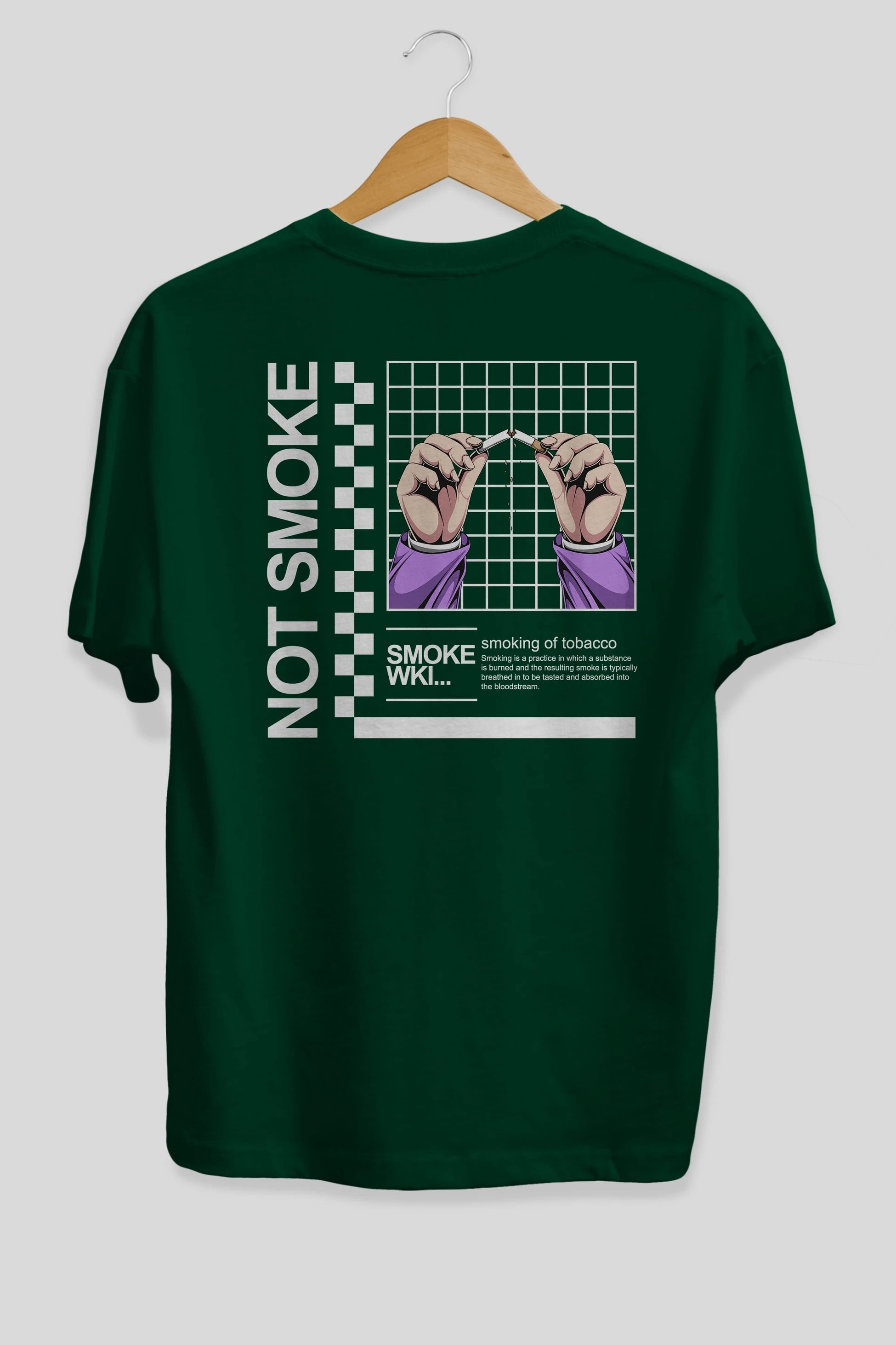 Not Smoke Arka Baskılı Oversize t-shirt Erkek Kadın Unisex