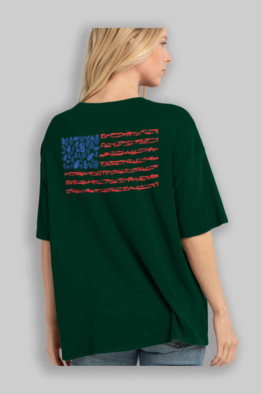Weapon Flag Arka Baskılı Oversize t-shirt %100 pamuk Erkek Kadın Unisex