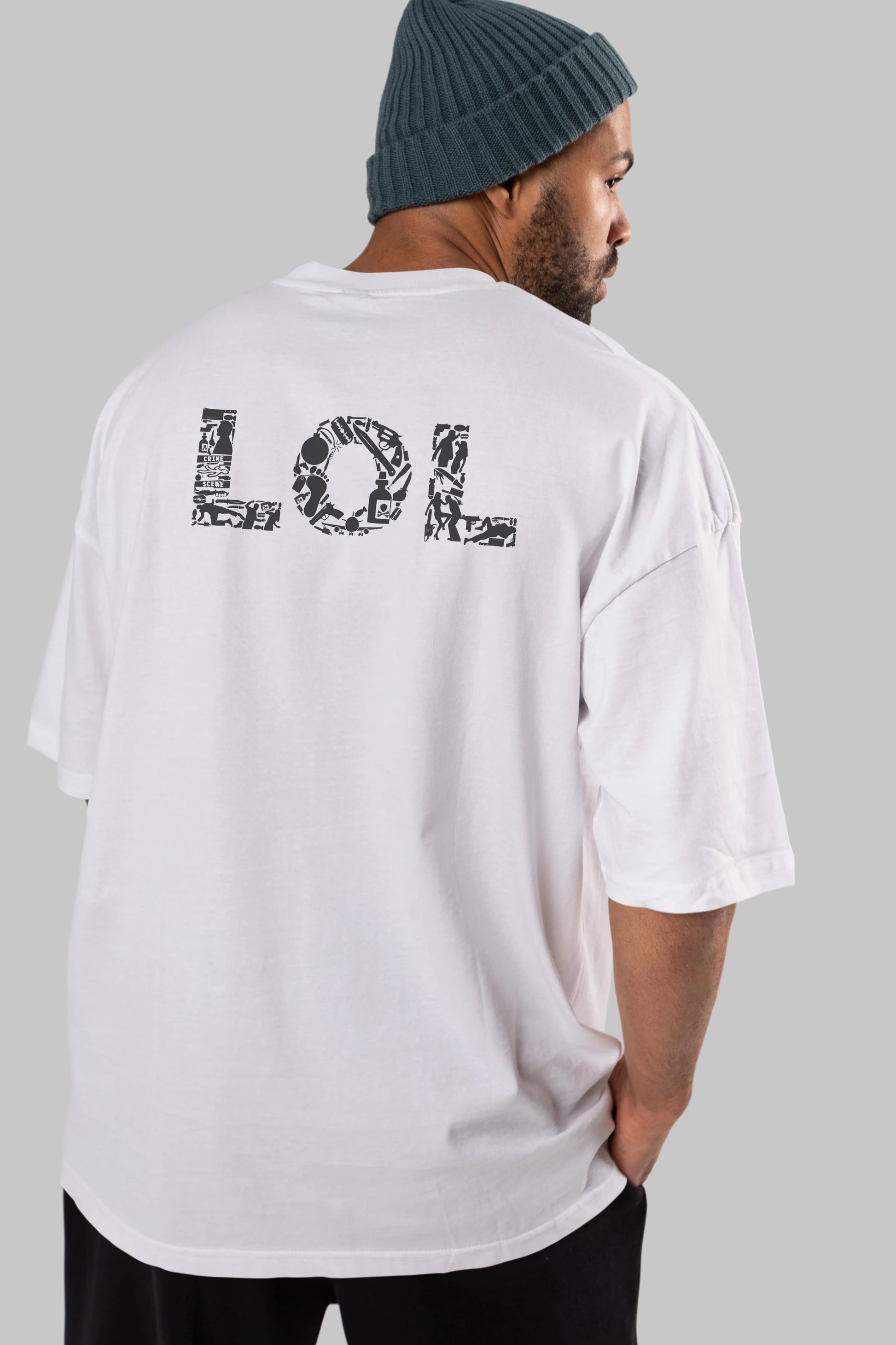 LOL Arka Baskılı Oversize t-shirt %100 pamuk Erkek Kadın Unisex