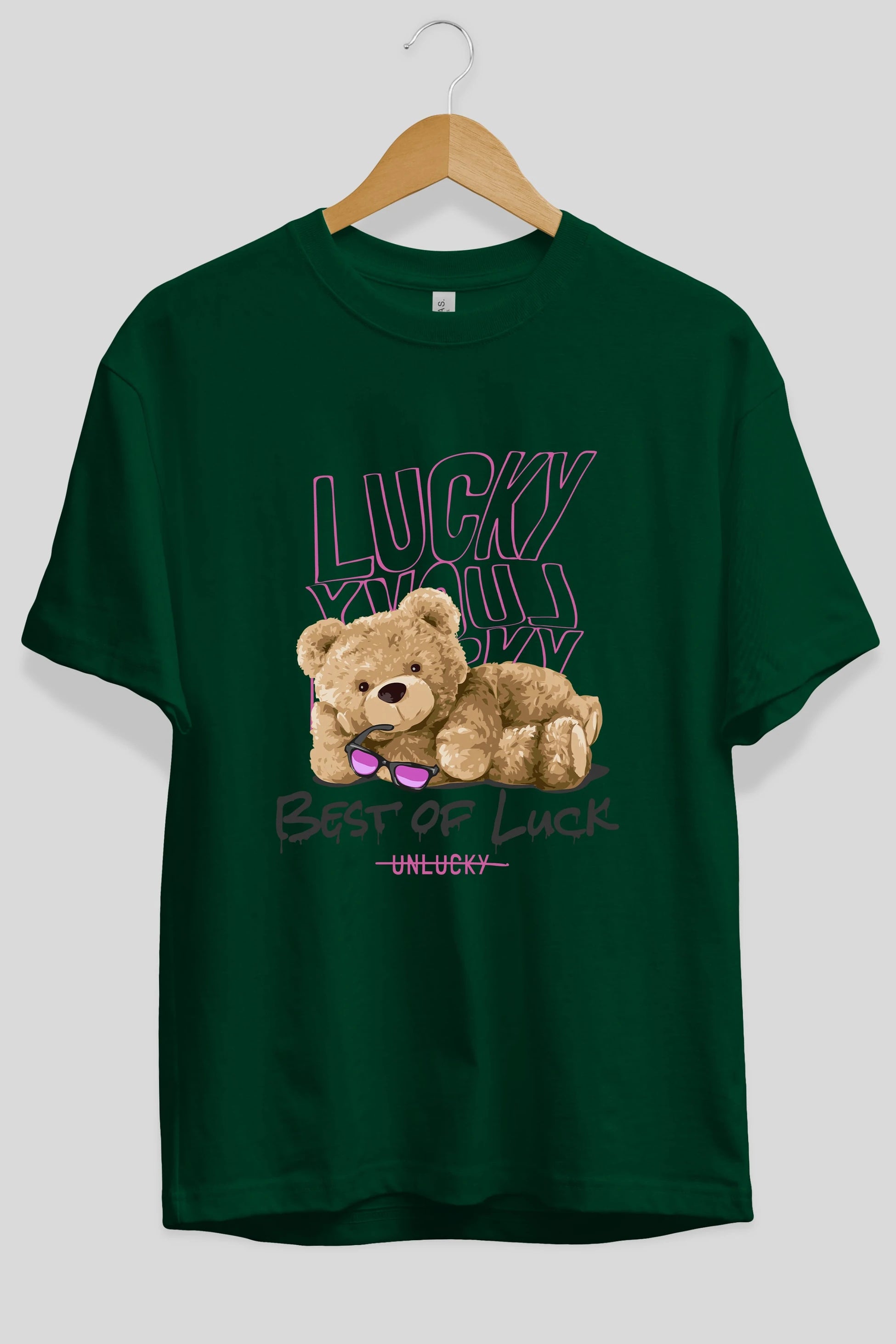Best of Lucky Bear Ön Baskılı Oversize t-shirt Erkek Kadın Unisex