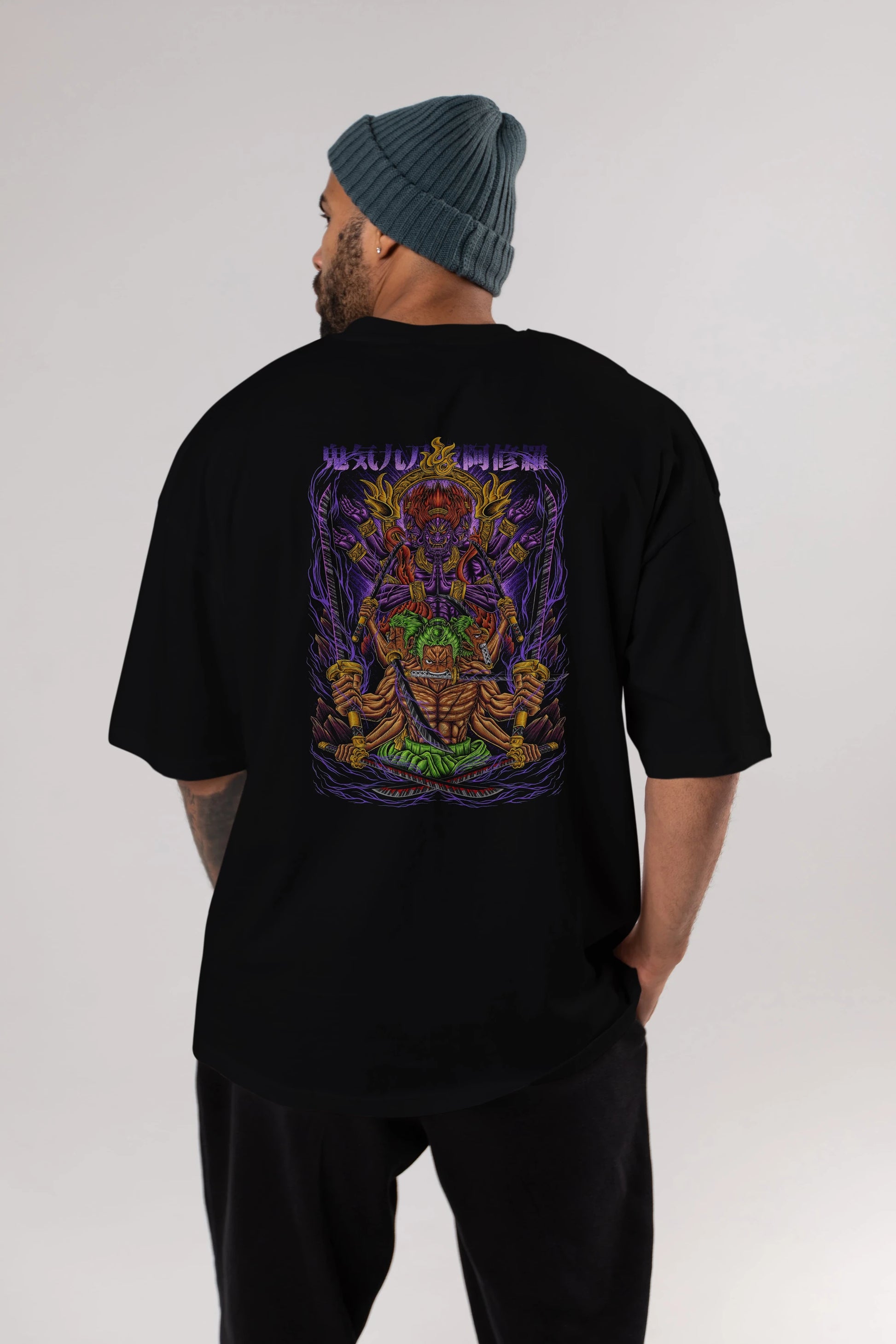 RORONOA ZORO 2 Anime Arka Baskılı Oversize t-shirt Erkek Kadın Unisex