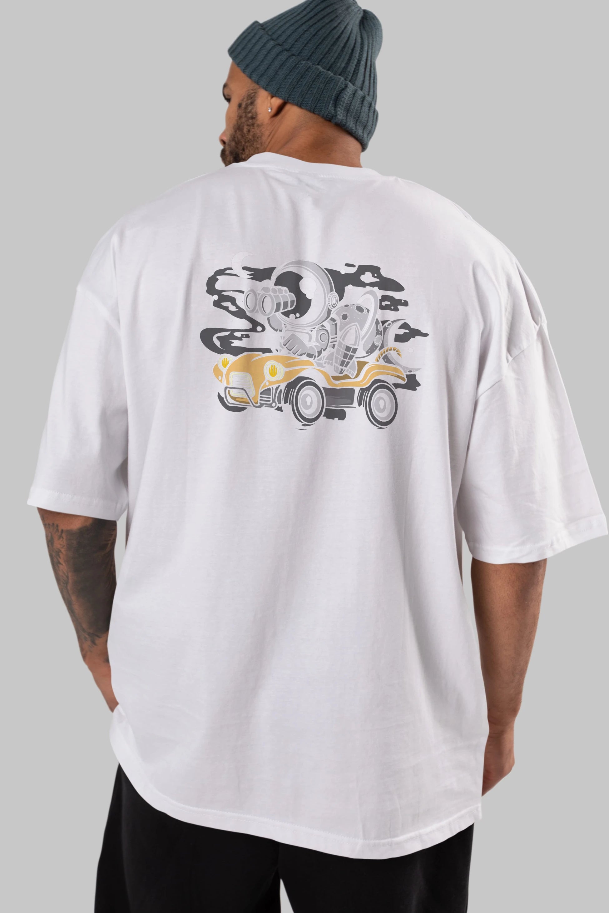 Astronaut Adventure Arka Baskılı Oversize t-shirt Erkek Kadın Unisex